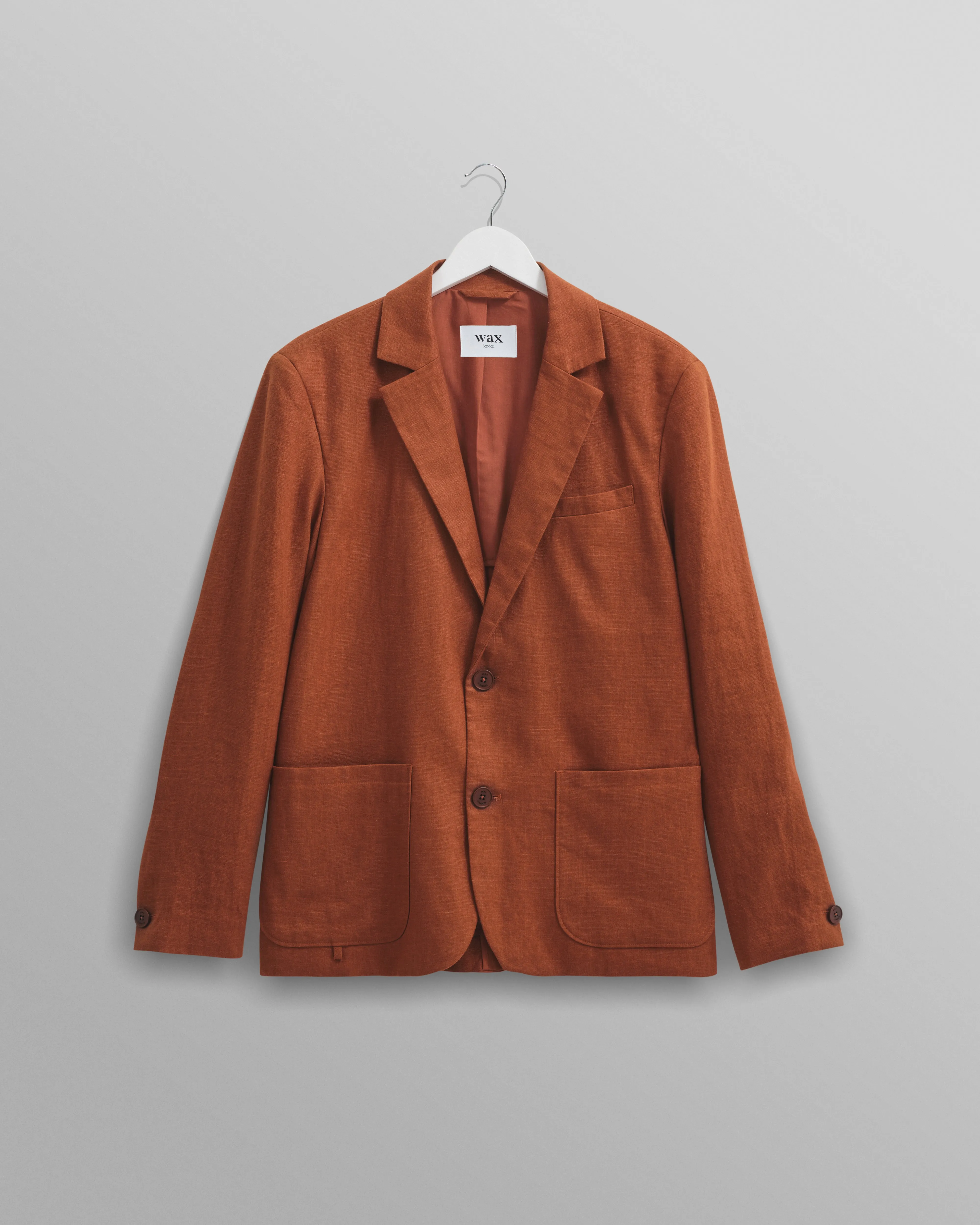 Fintry Blazer Rust Linen sold by Wax London