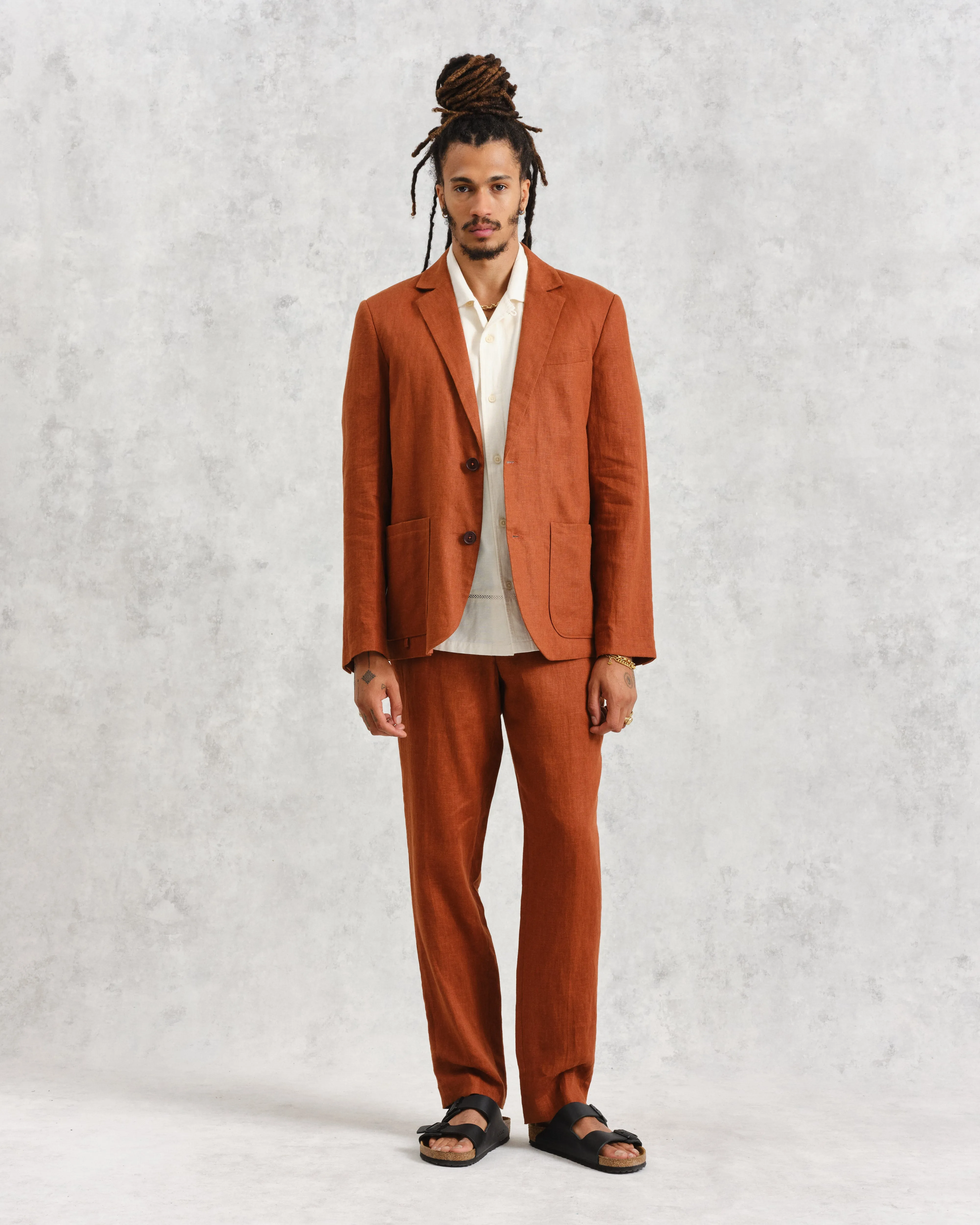 Fintry Blazer Rust Linen sold by Wax London product image thumbnail 3