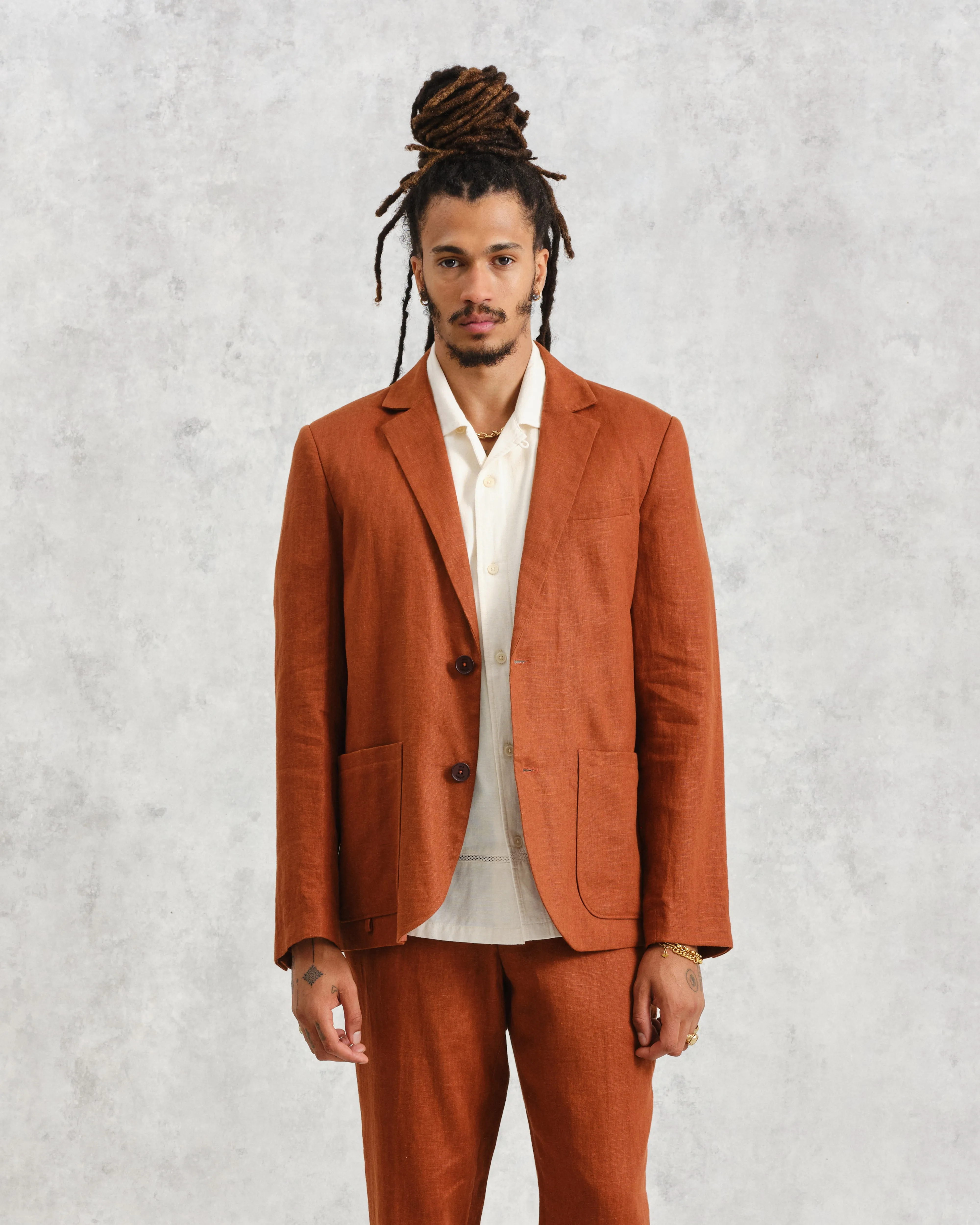 Fintry Blazer Rust Linen sold by Wax London product image thumbnail 2