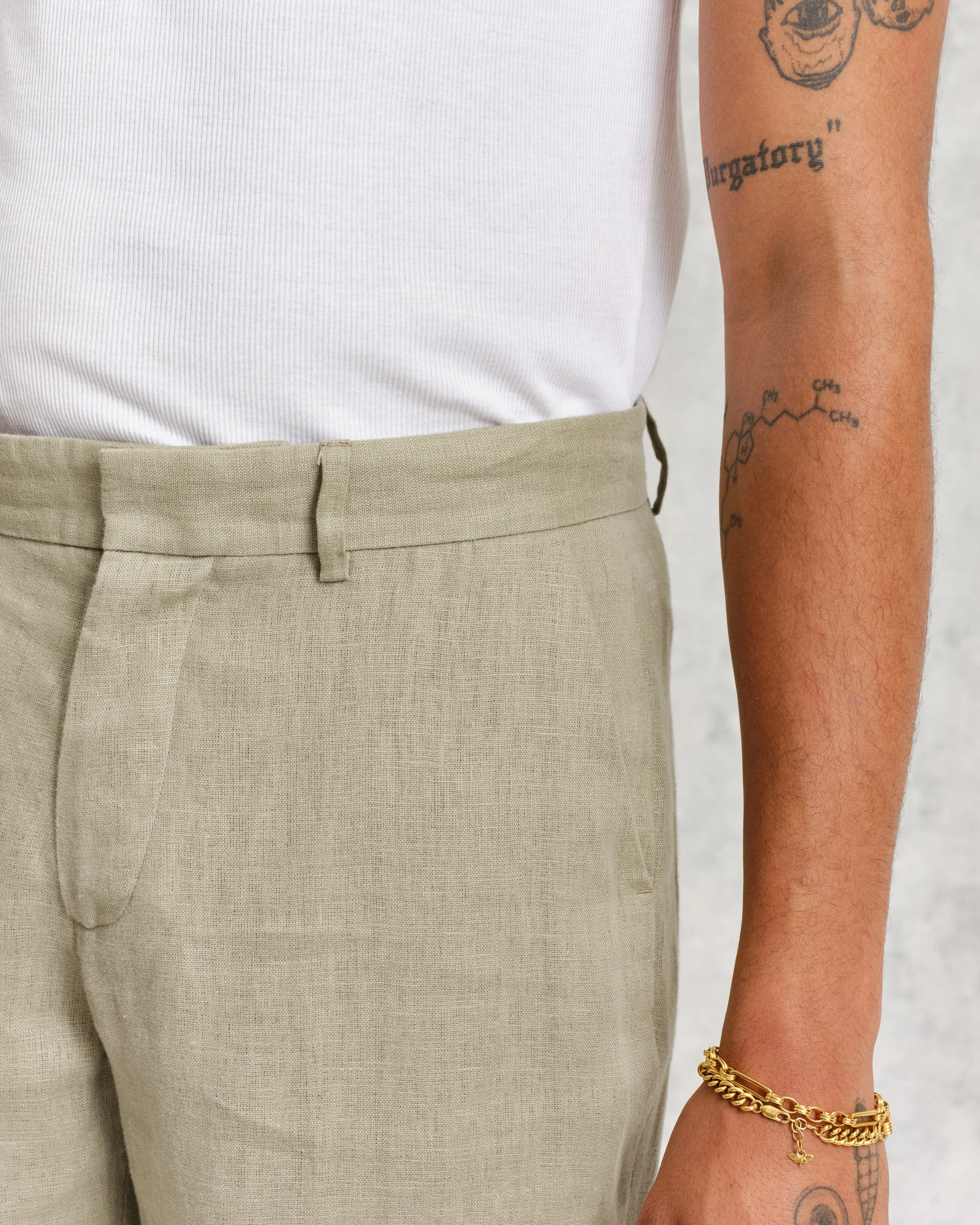Alp Trousers Pale Green Linen sold by Wax London product image thumbnail 3