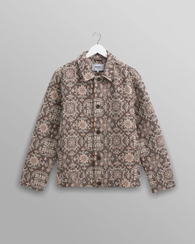 Iggy Jacket Beige/Blue Mosaic Jacquard sold by Wax London