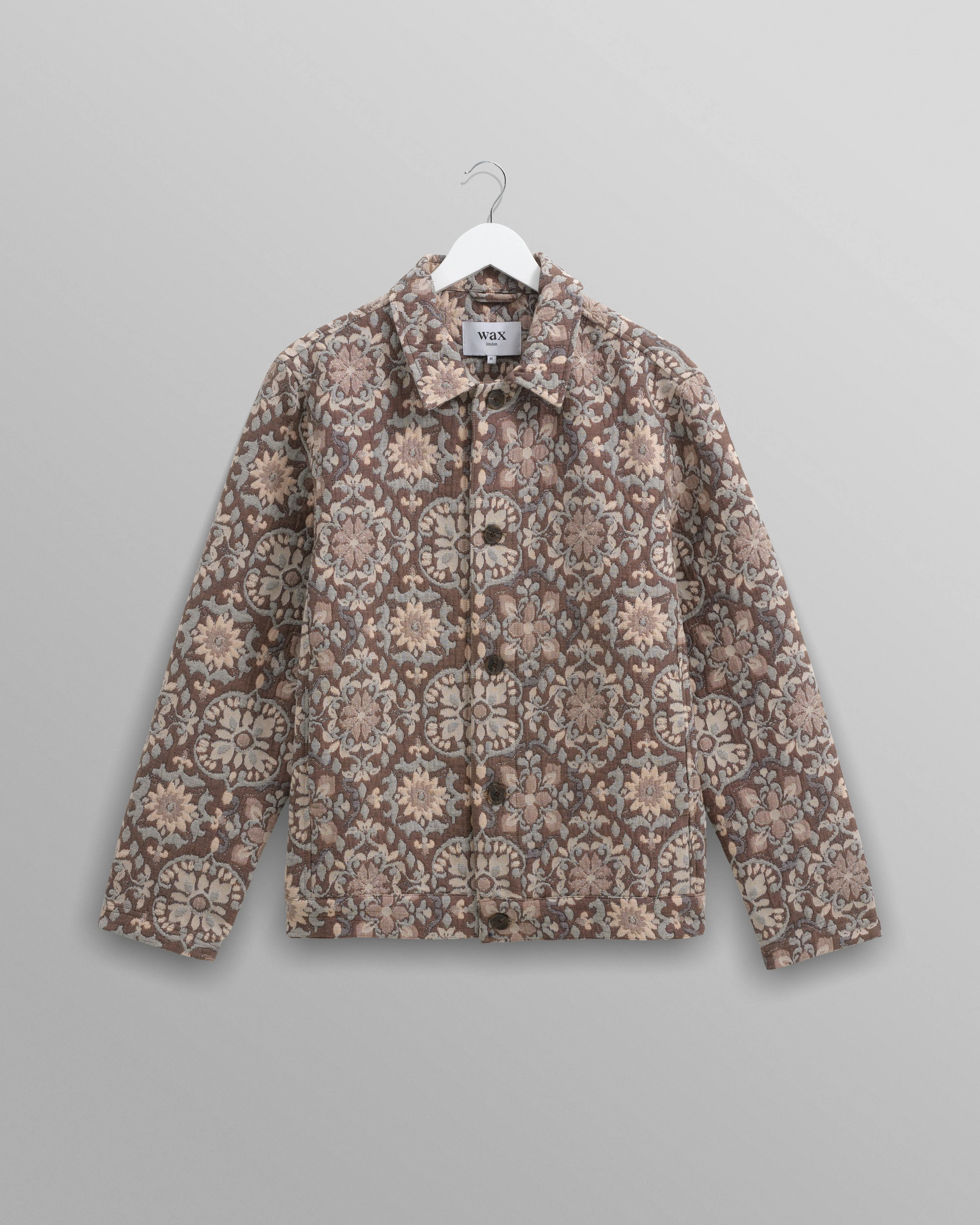 Iggy Jacket Beige/Blue Mosaic Jacquard sold by Wax London
