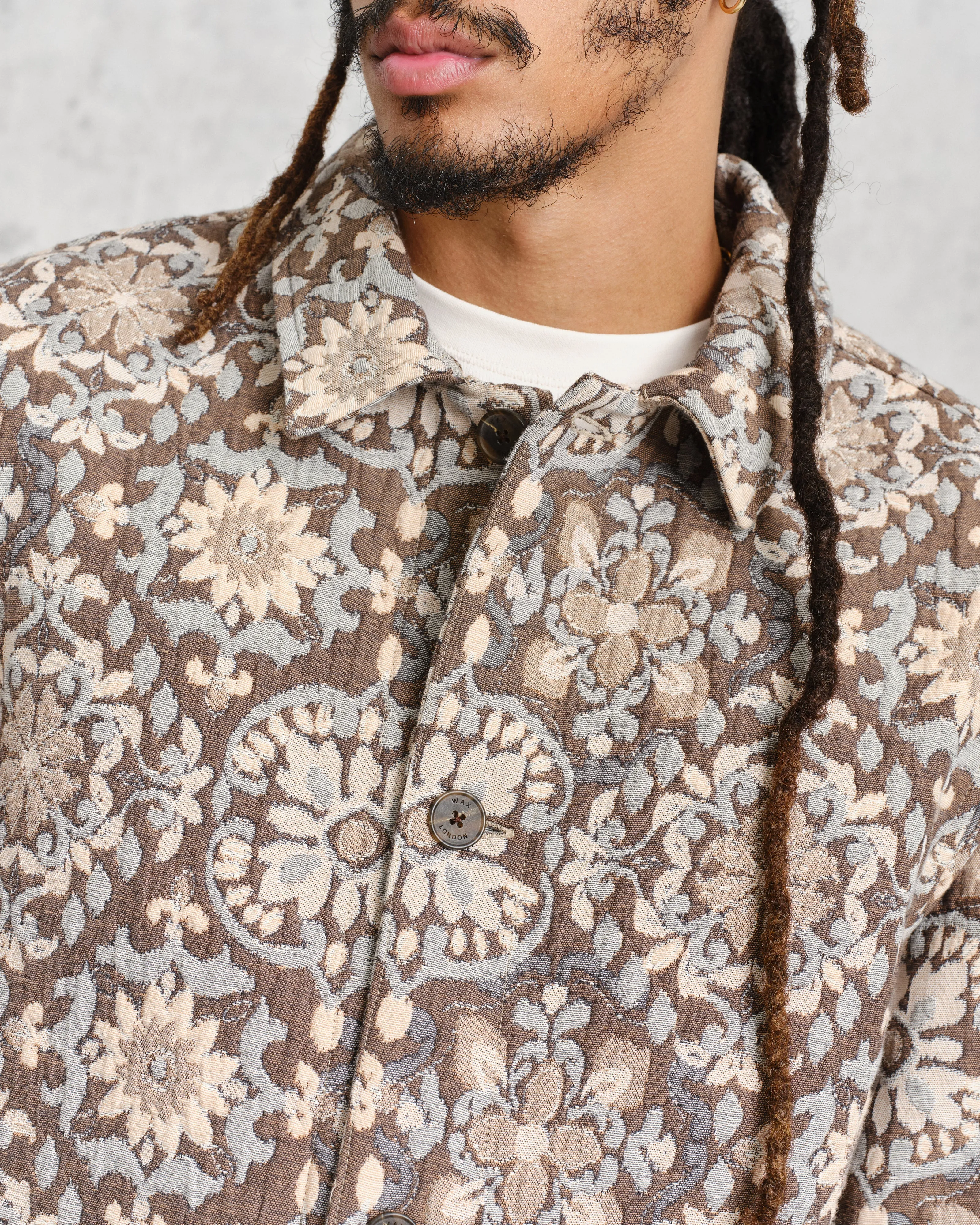 Iggy Jacket Beige/Blue Mosaic Jacquard sold by Wax London product image thumbnail 3