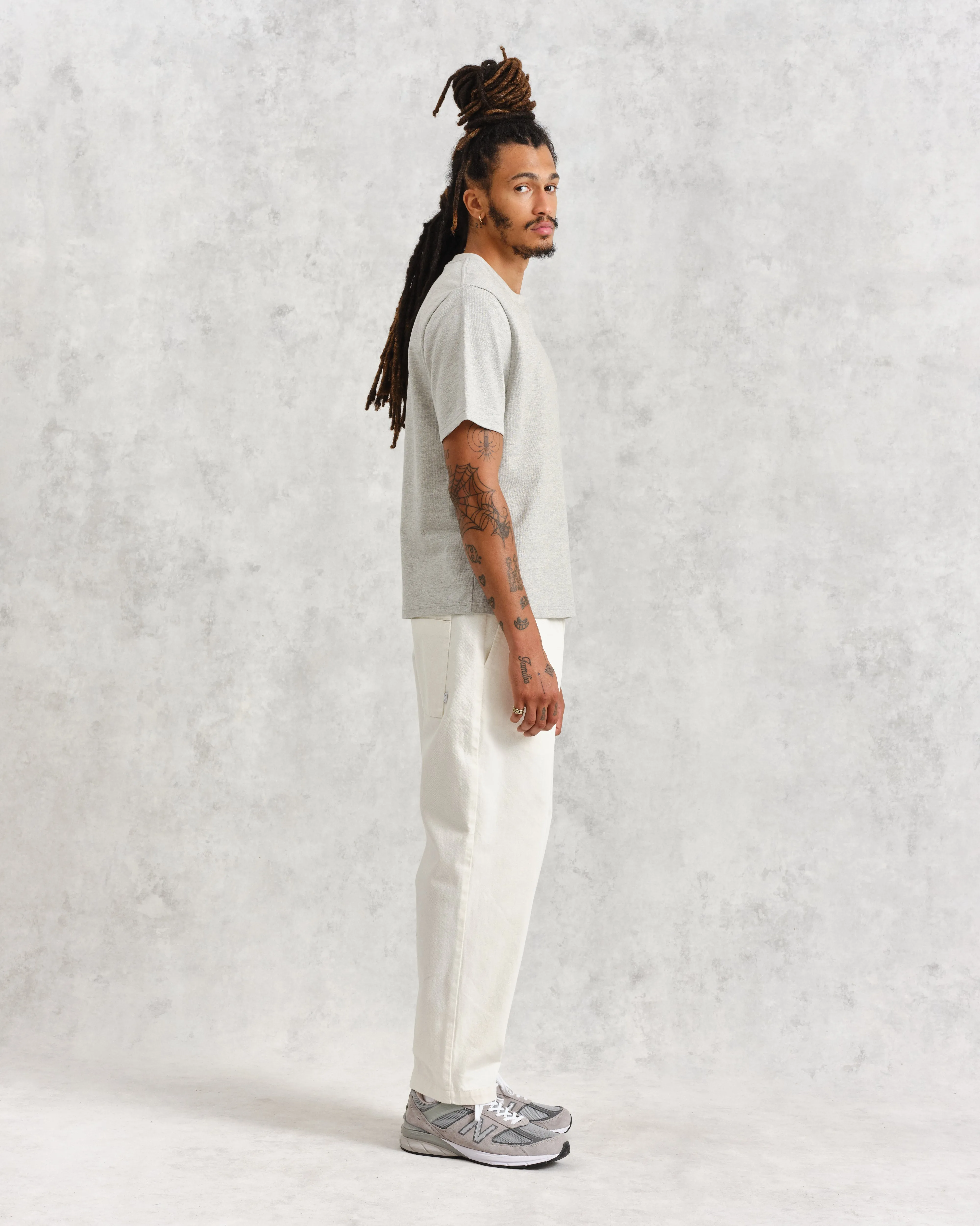 Dean - Grey Marl Textured Organic Cotton T-Shirt sold by Wax London product image thumbnail 5