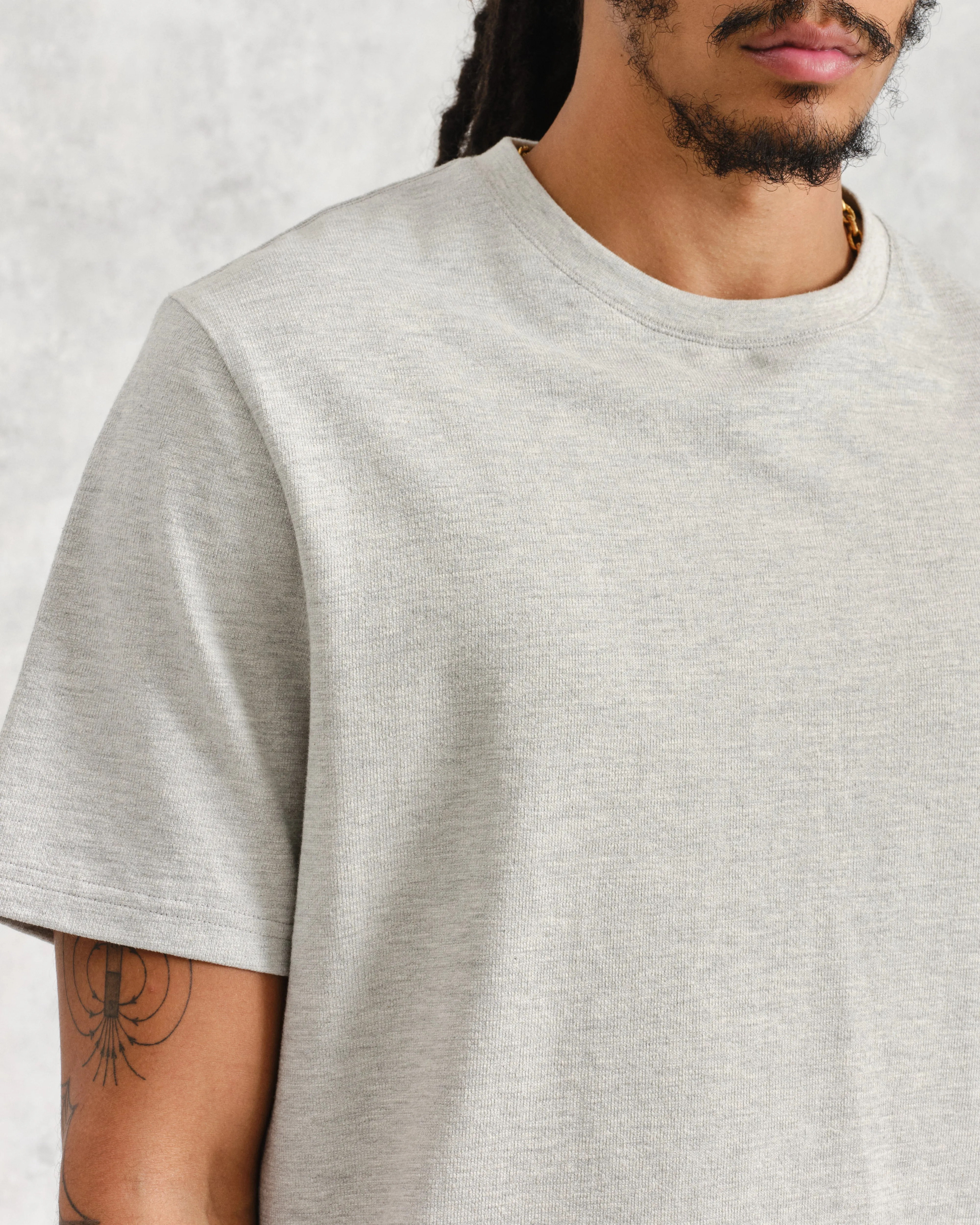 Dean - Grey Marl Textured Organic Cotton T-Shirt sold by Wax London product image thumbnail 3