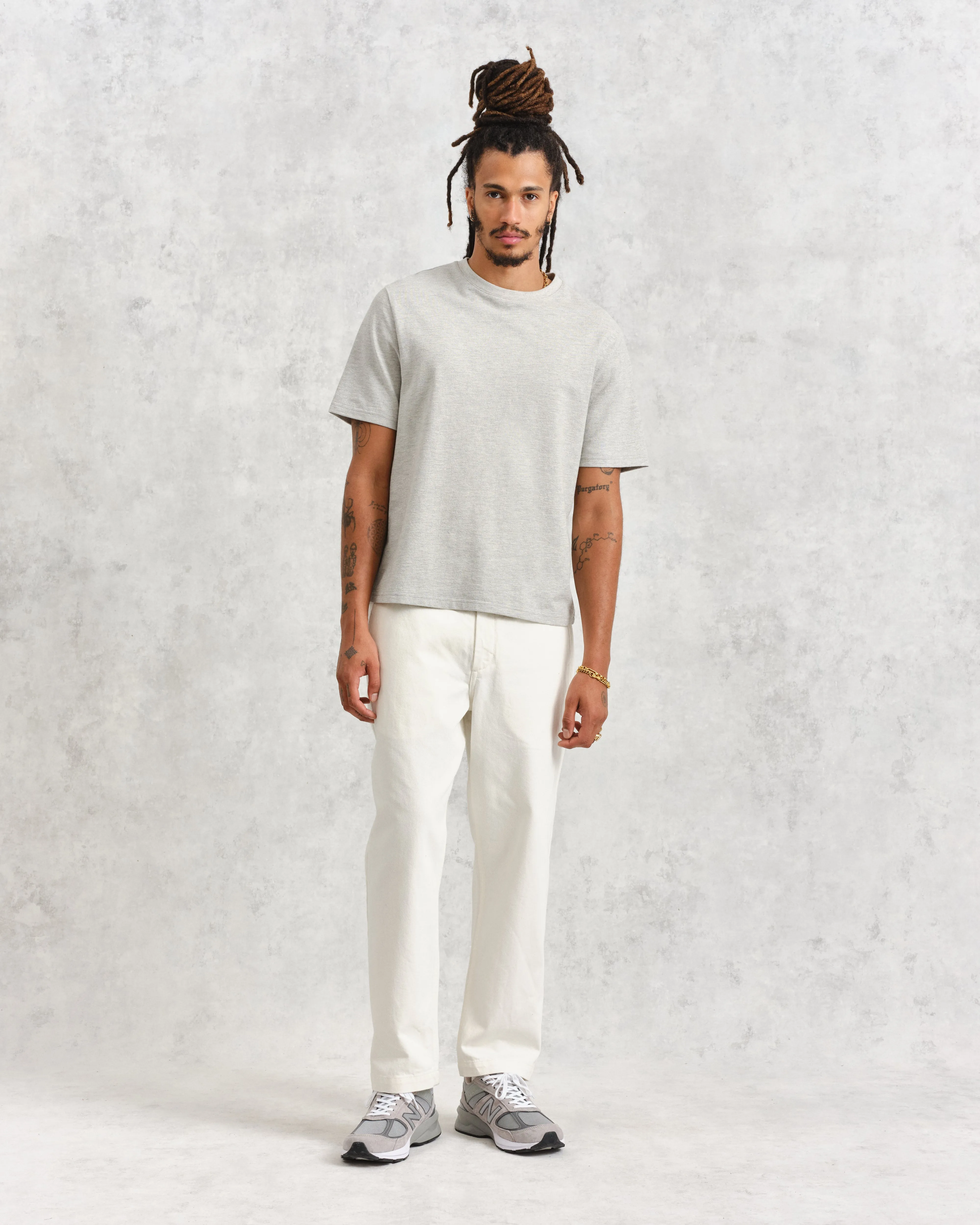Dean - Grey Marl Textured Organic Cotton T-Shirt sold by Wax London product image thumbnail 4