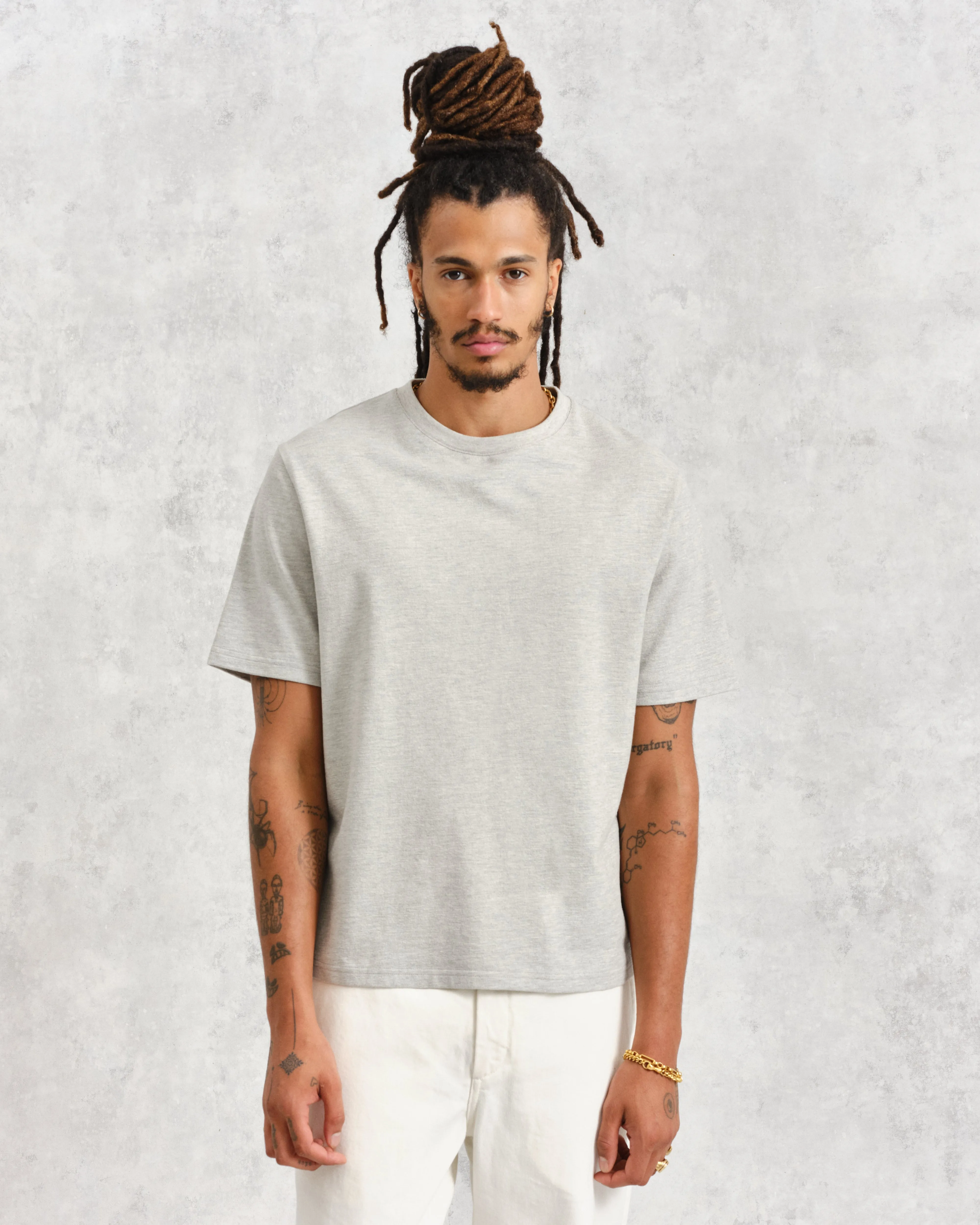 Dean - Grey Marl Textured Organic Cotton T-Shirt sold by Wax London product image thumbnail 2