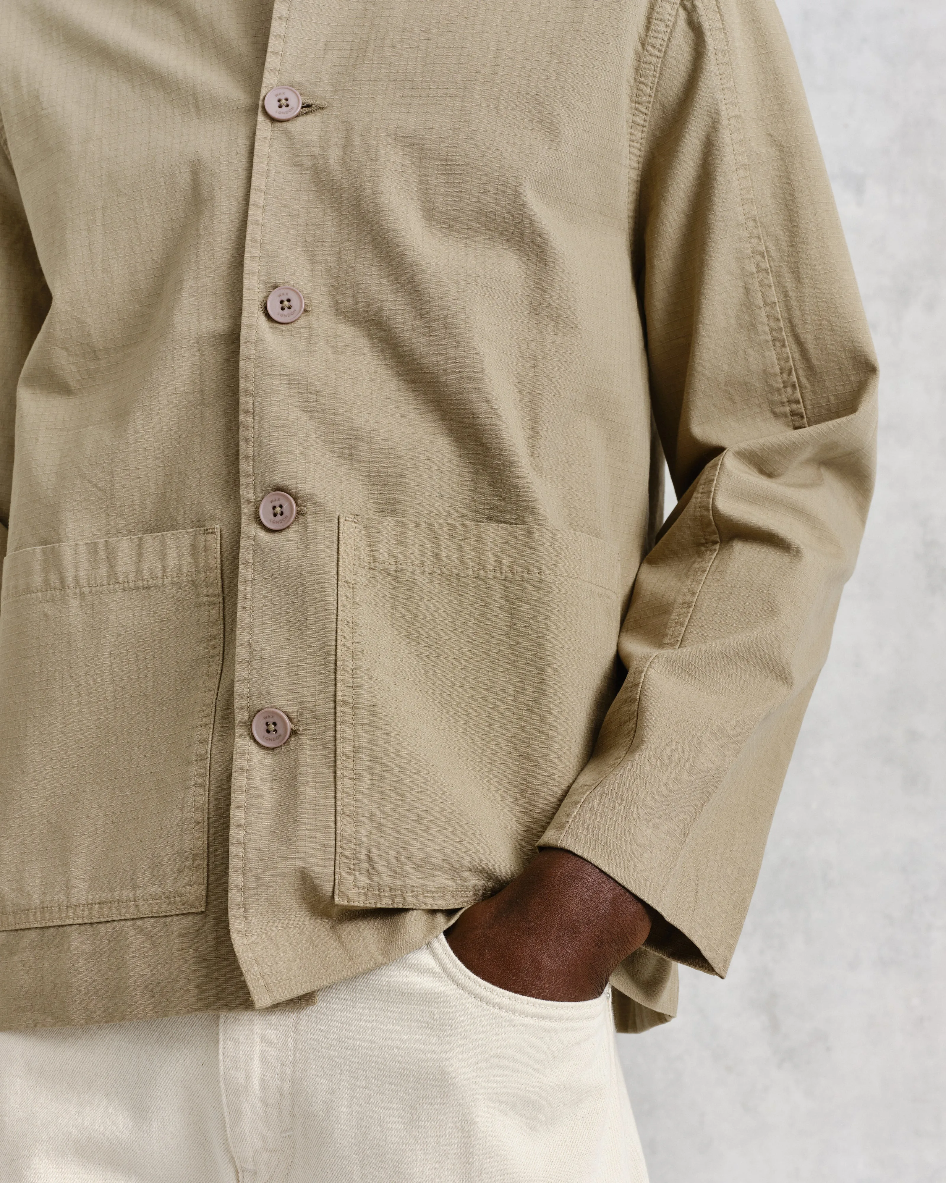 Grant Jacket Khaki Ripstop sold by Wax London product image thumbnail 3