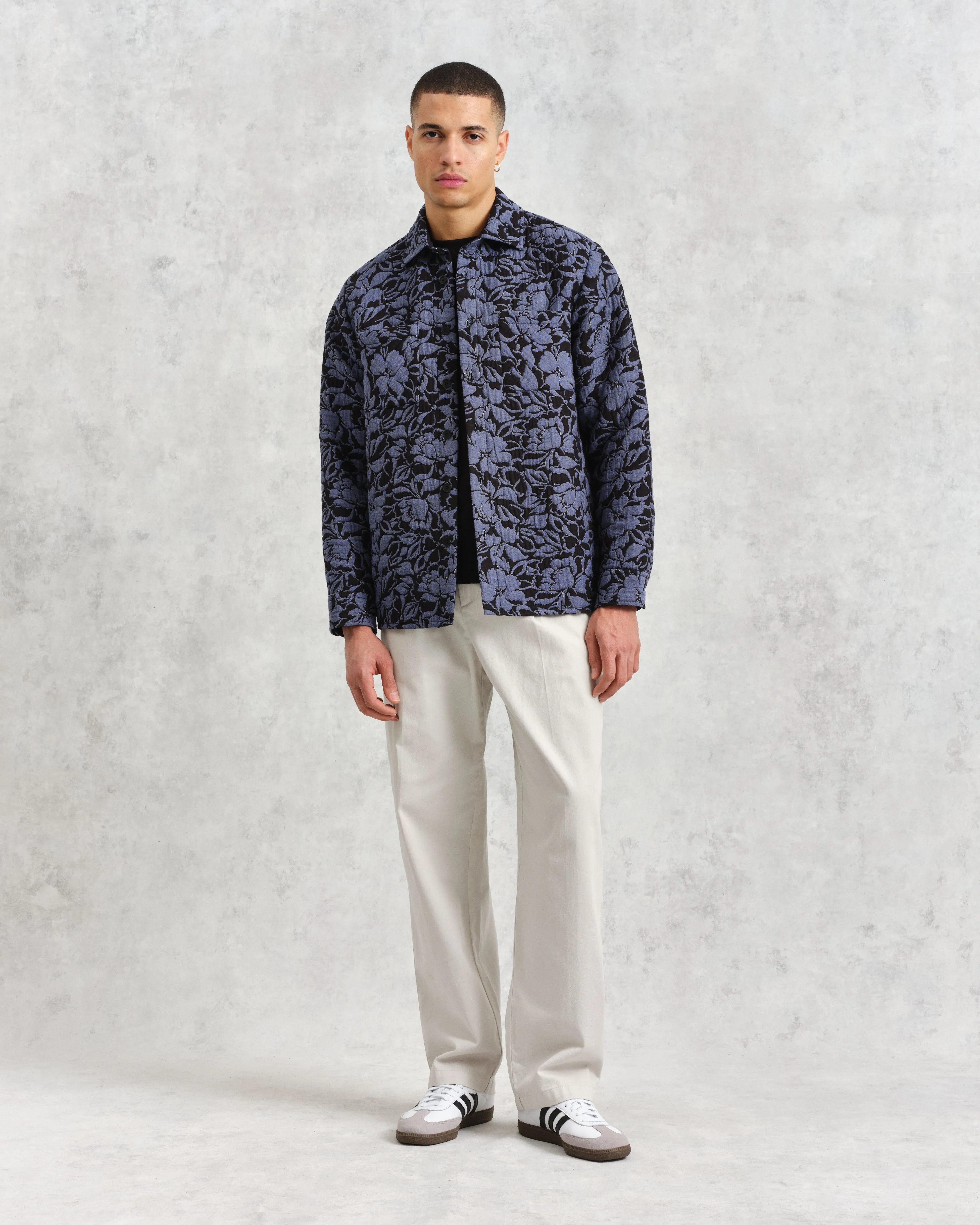 Otto Overshirt Black/Blue Floral Quilt sold by Wax London product image thumbnail 3
