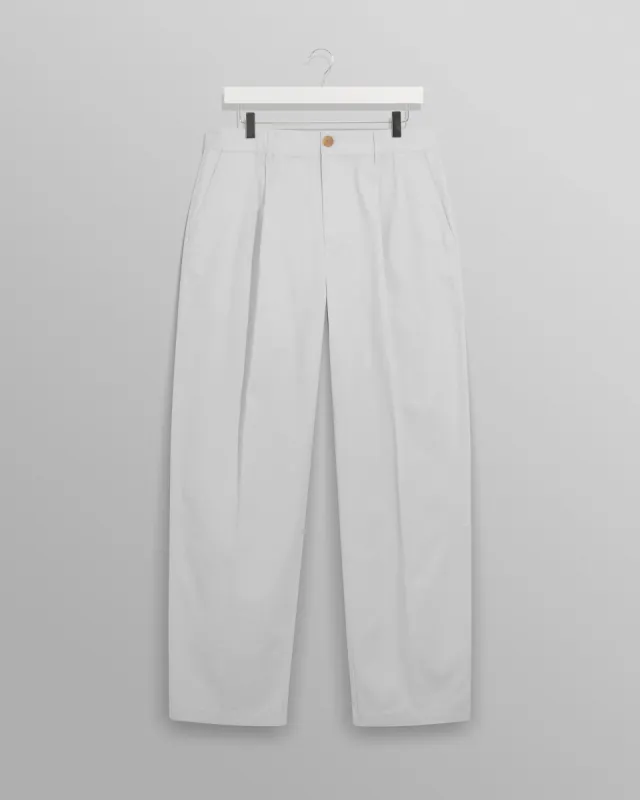 Milo Trousers Off White Cotton Twill sold by Wax London