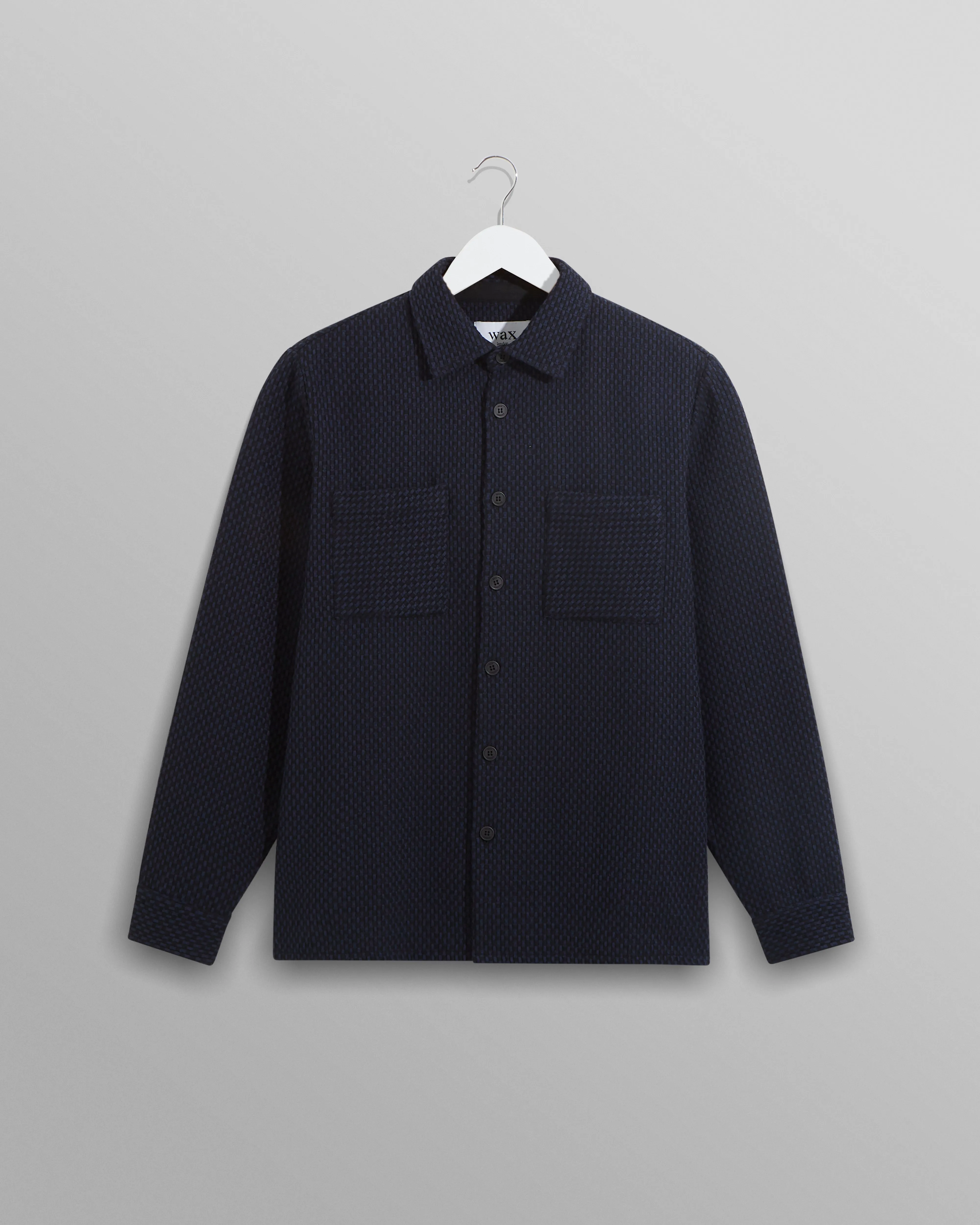 Whiting Overshirt Black/Navy Stepney sold by Wax London