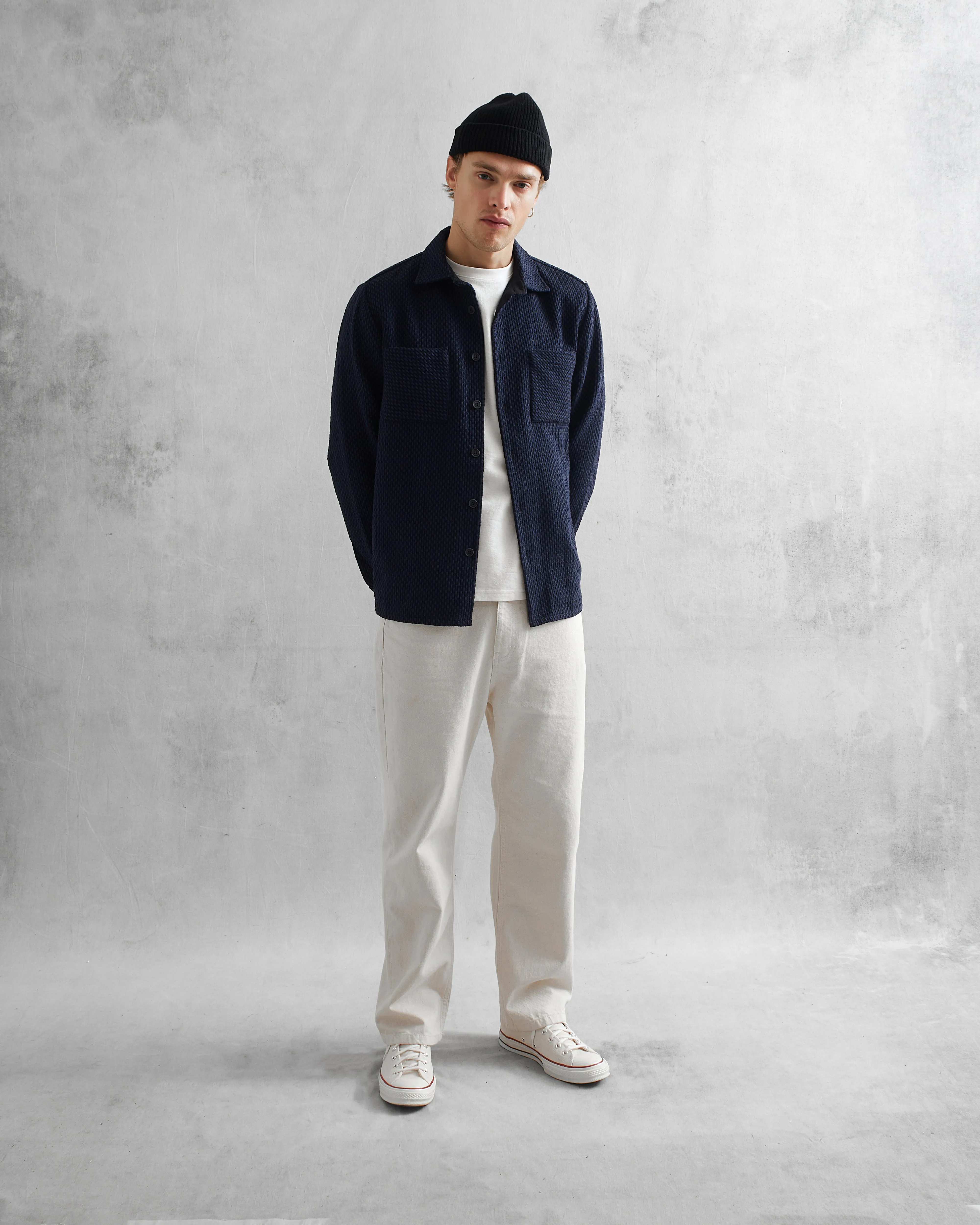 Whiting Overshirt Black/Navy Stepney sold by Wax London product image thumbnail 4