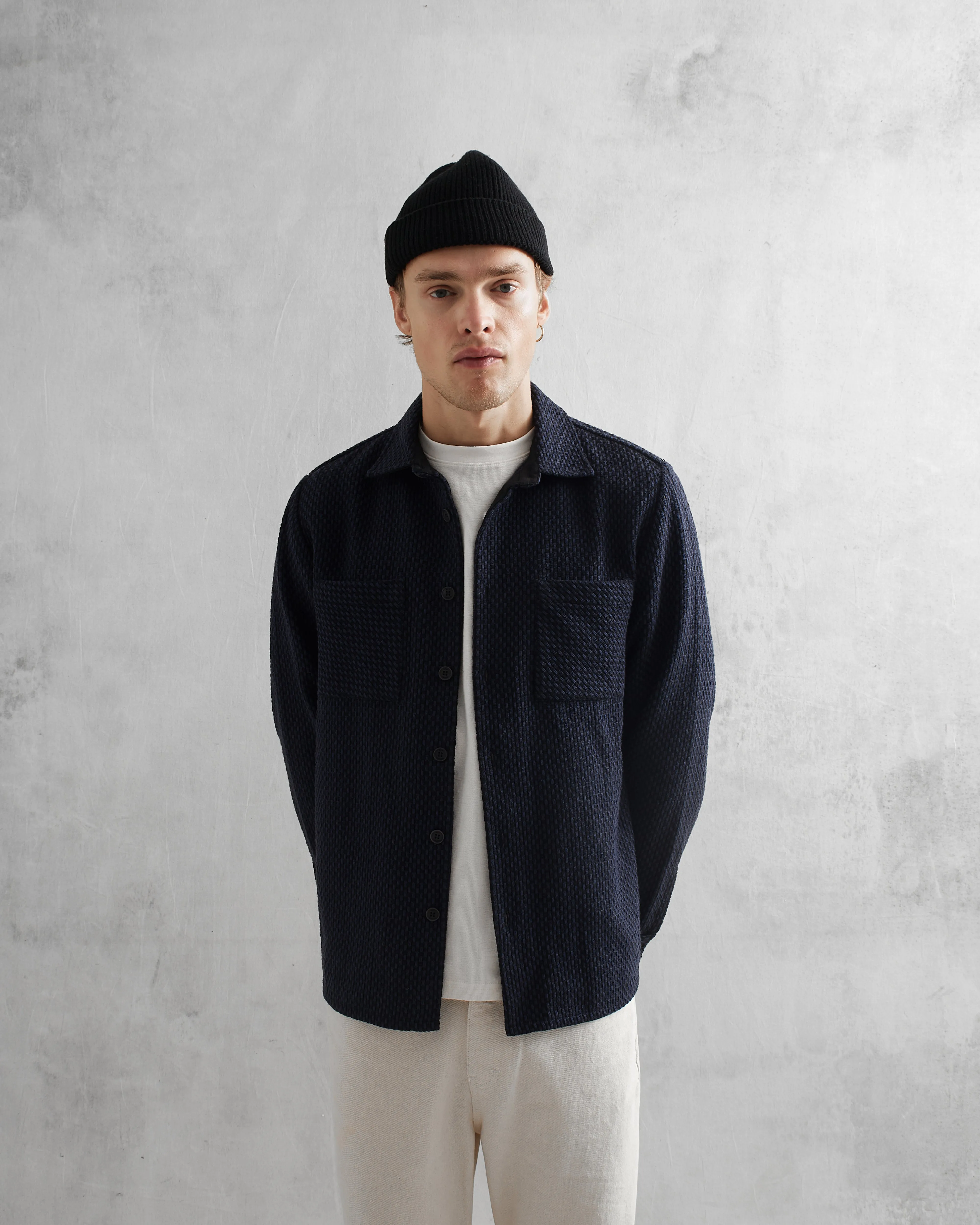 Whiting Overshirt Black/Navy Stepney sold by Wax London product image thumbnail 2