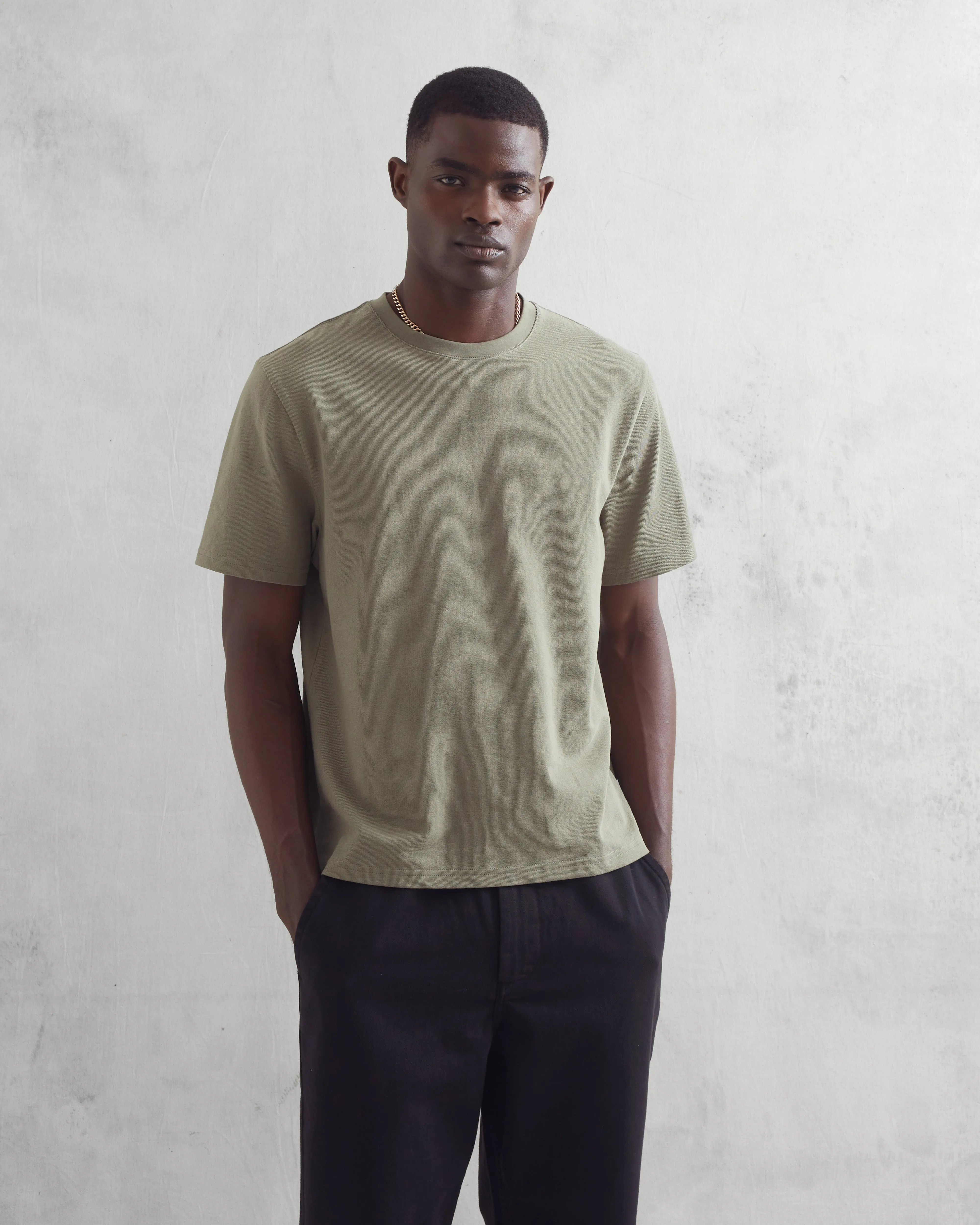Dean - Green Textured Organic Cotton T-Shirt sold by Wax London product image thumbnail 2