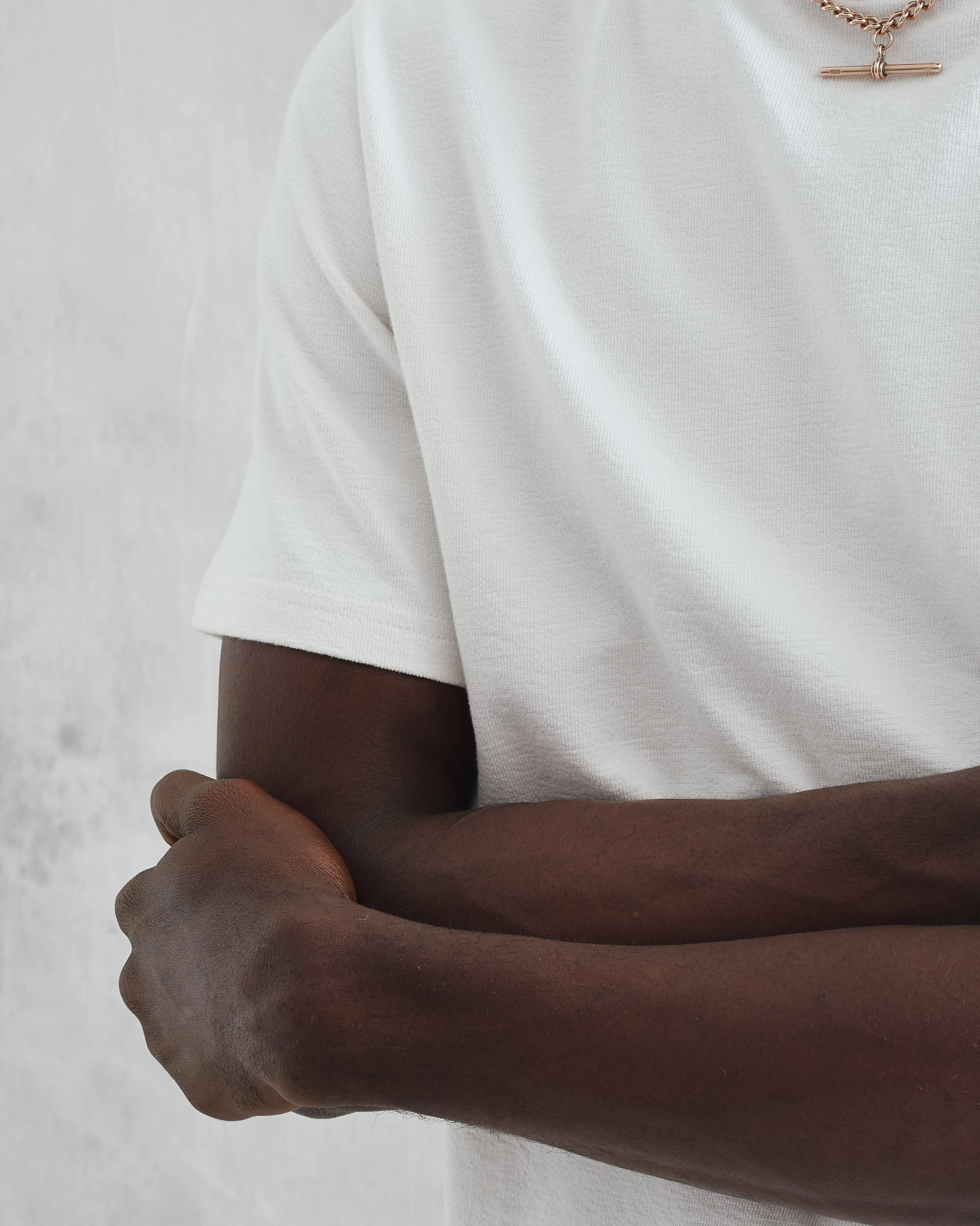 Dean - White Textured Organic Cotton T-Shirt sold by Wax London product image thumbnail 4