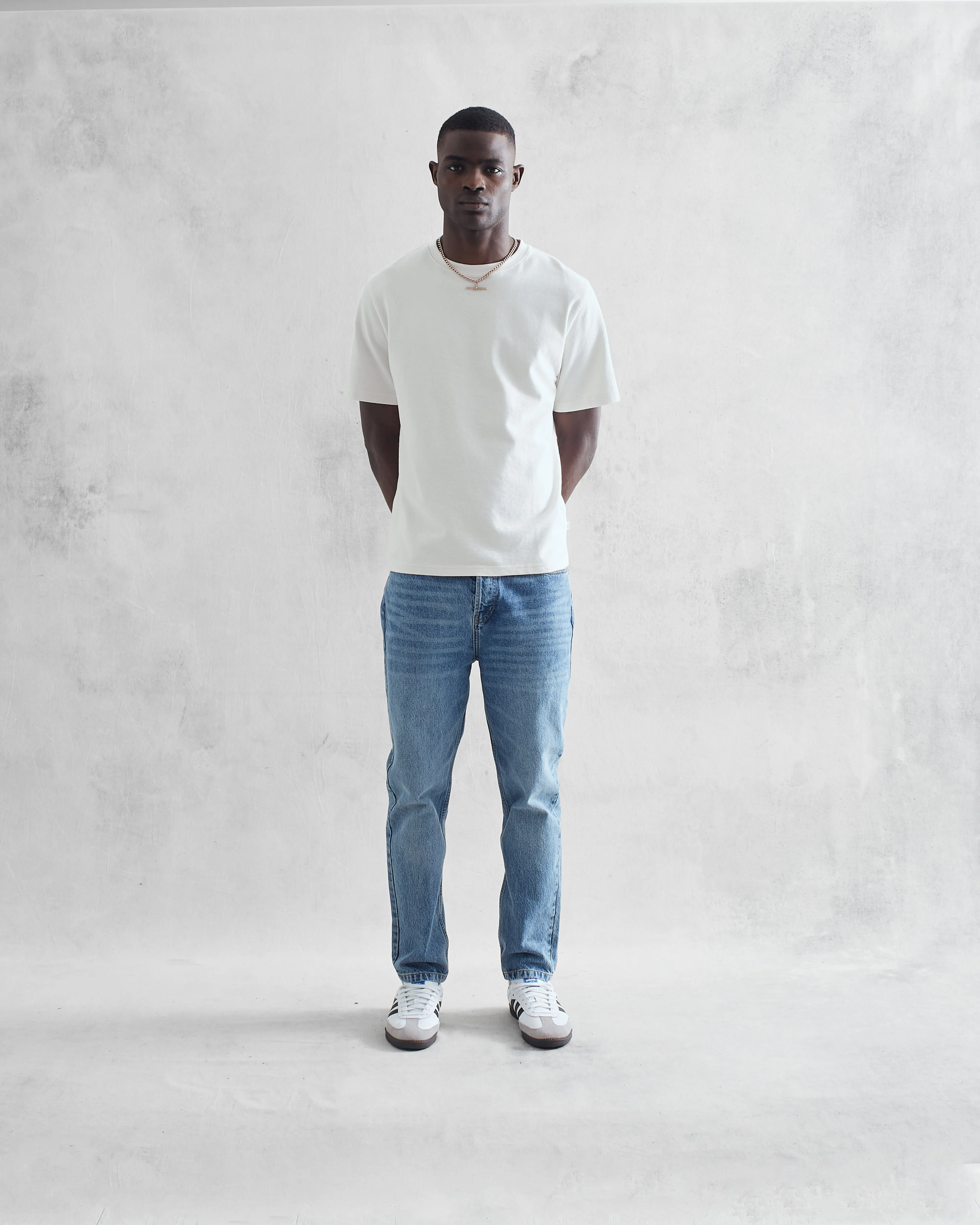 Dean - White Textured Organic Cotton T-Shirt sold by Wax London product image thumbnail 2