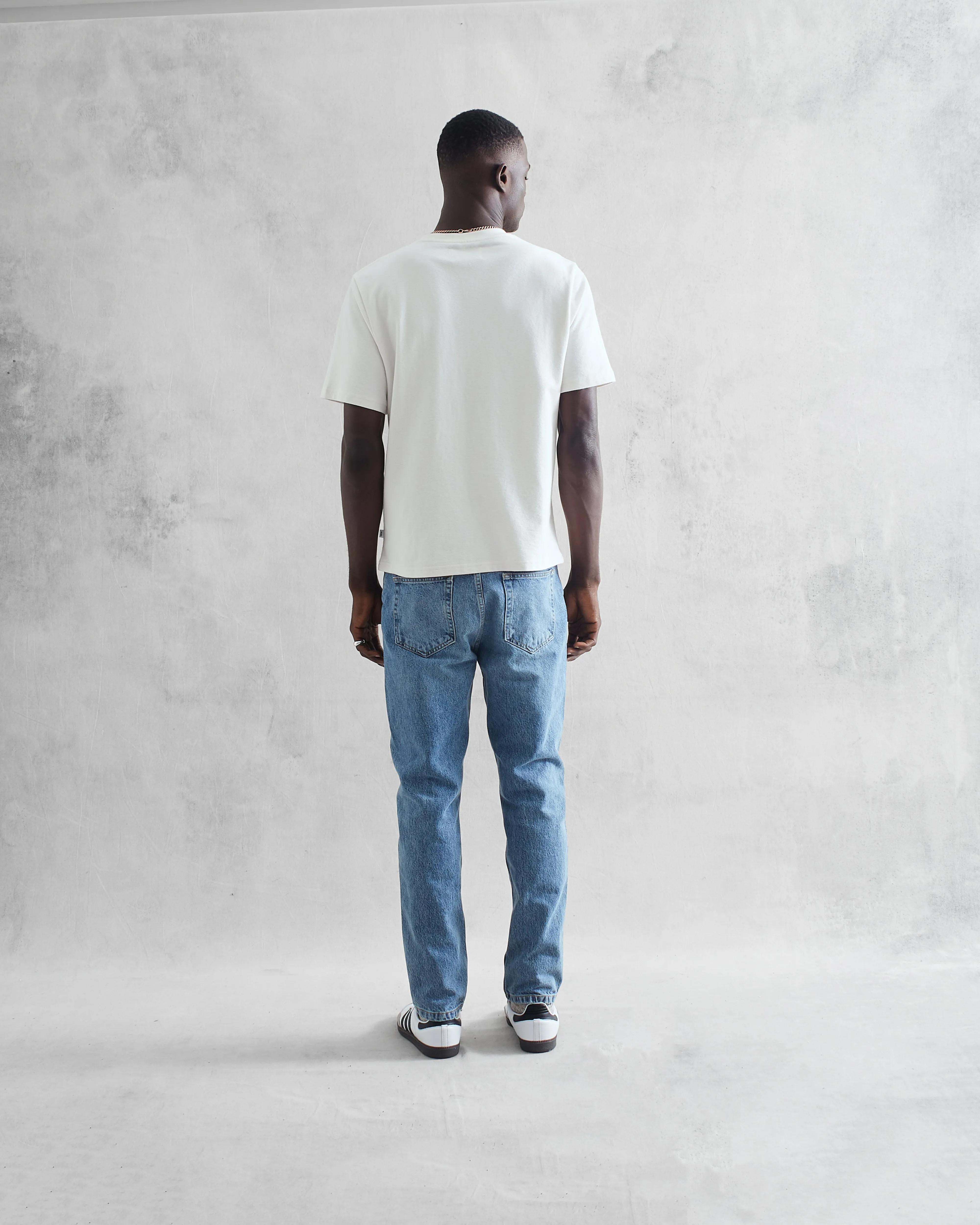 Dean - White Textured Organic Cotton T-Shirt sold by Wax London product image thumbnail 5