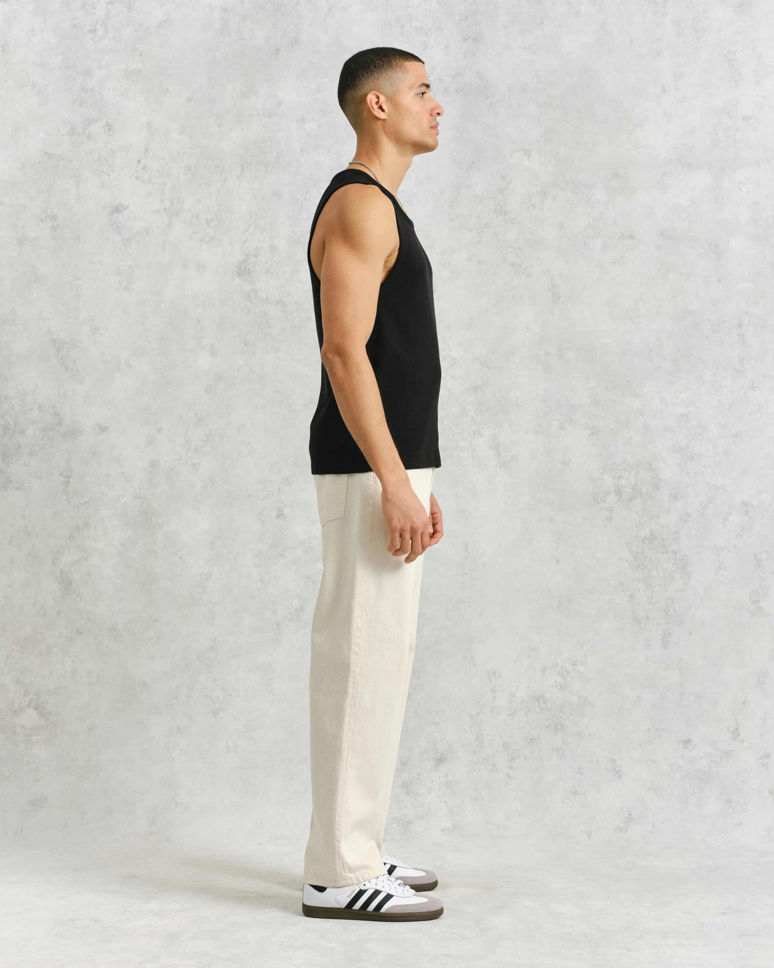 Montague - Black Ribbed Organic Cotton Vest sold by Wax London product image thumbnail 5