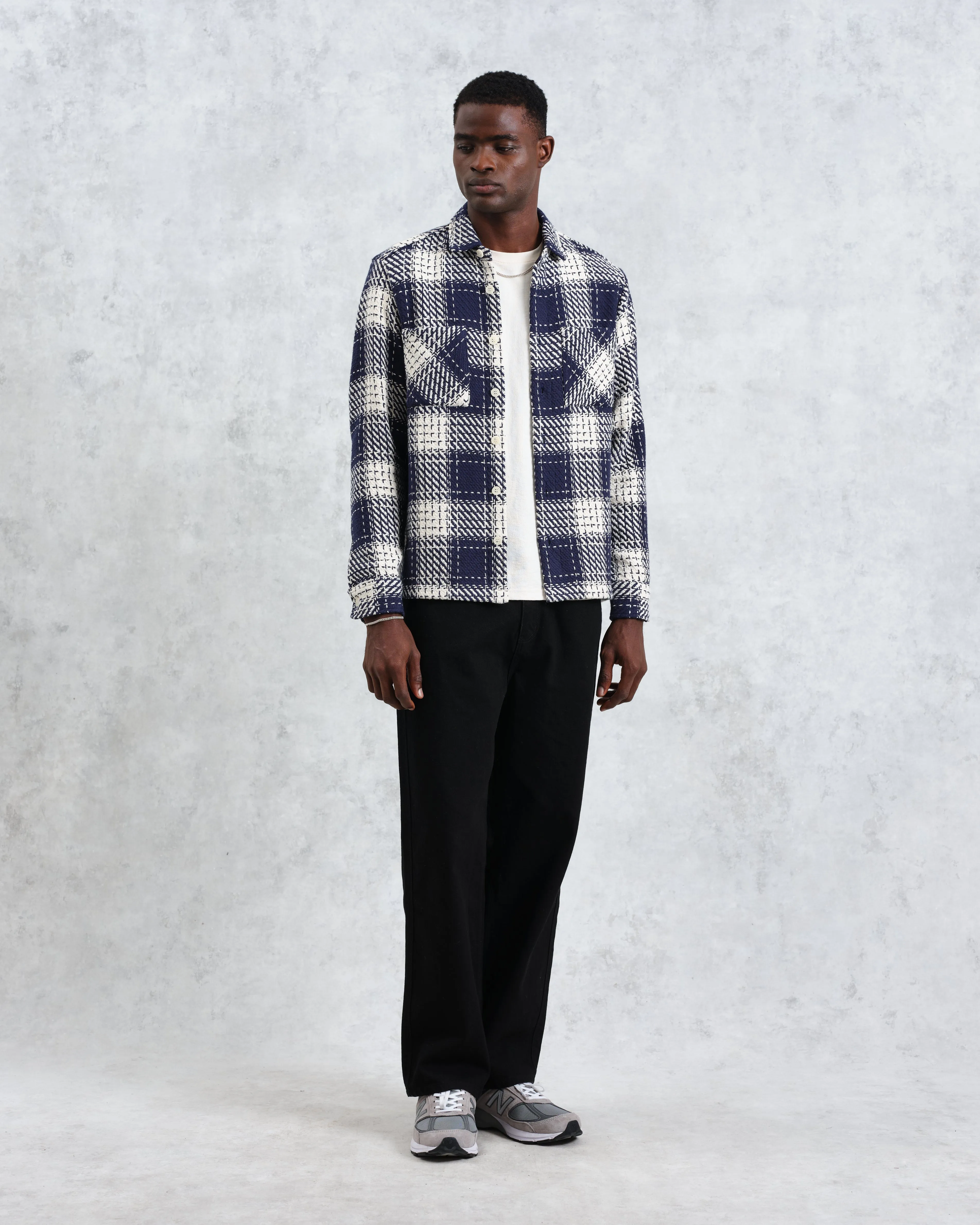 Whiting - Navy Marine Beatnik Overshirt sold by Wax London product image thumbnail 4