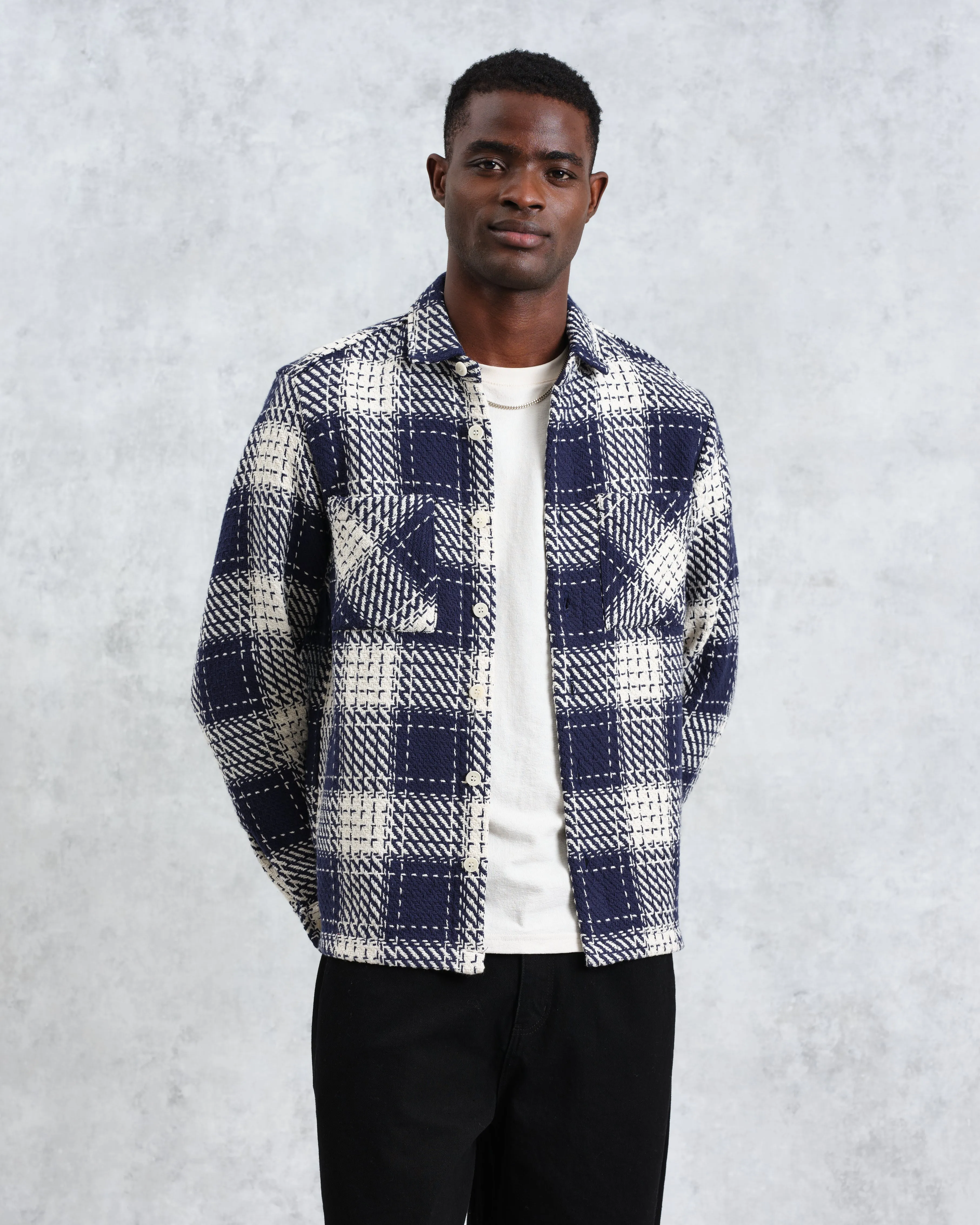 Whiting - Navy Marine Beatnik Overshirt sold by Wax London product image thumbnail 2