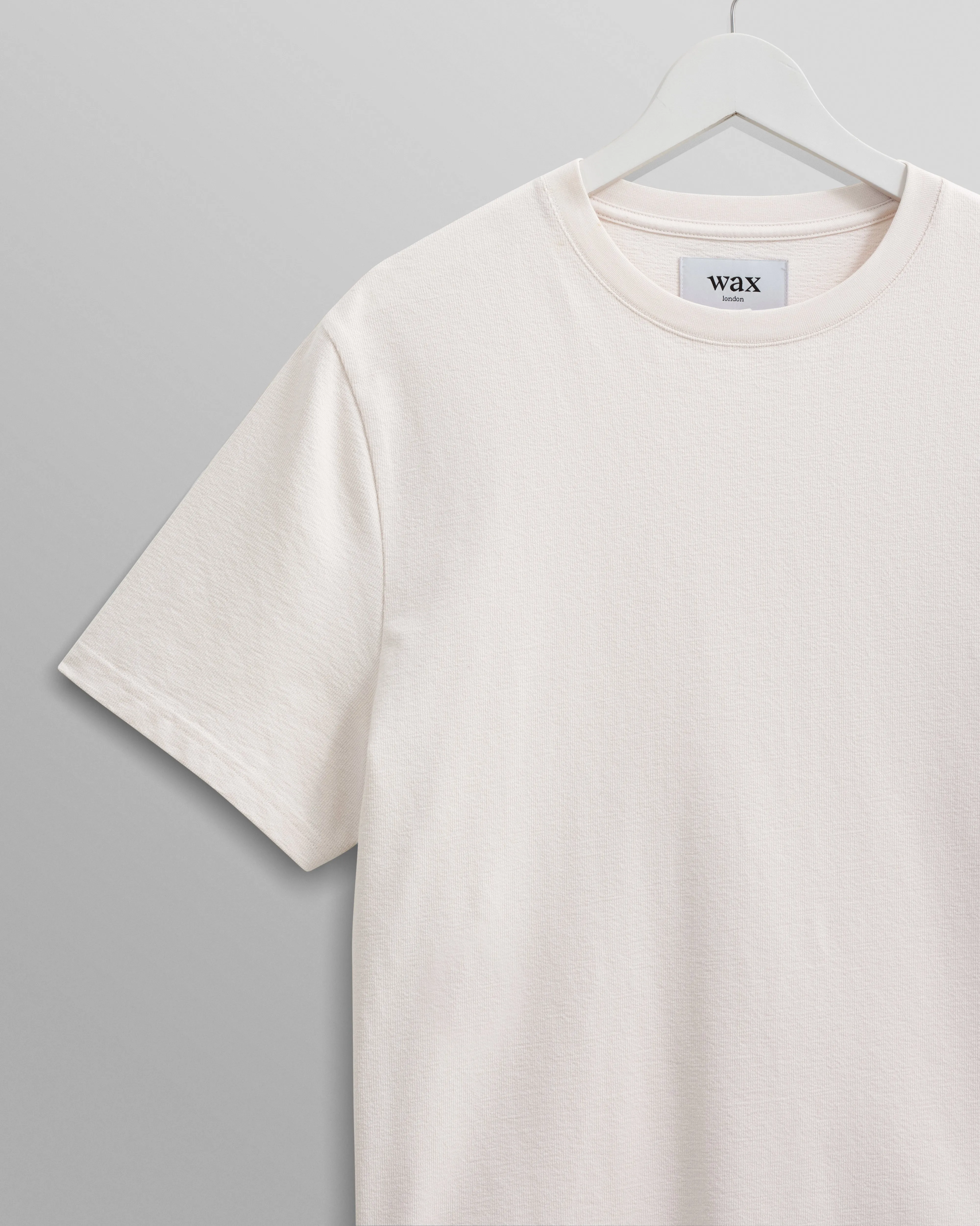 Dean - Ecru Textured Organic Cotton T-Shirt sold by Wax London product image thumbnail 5