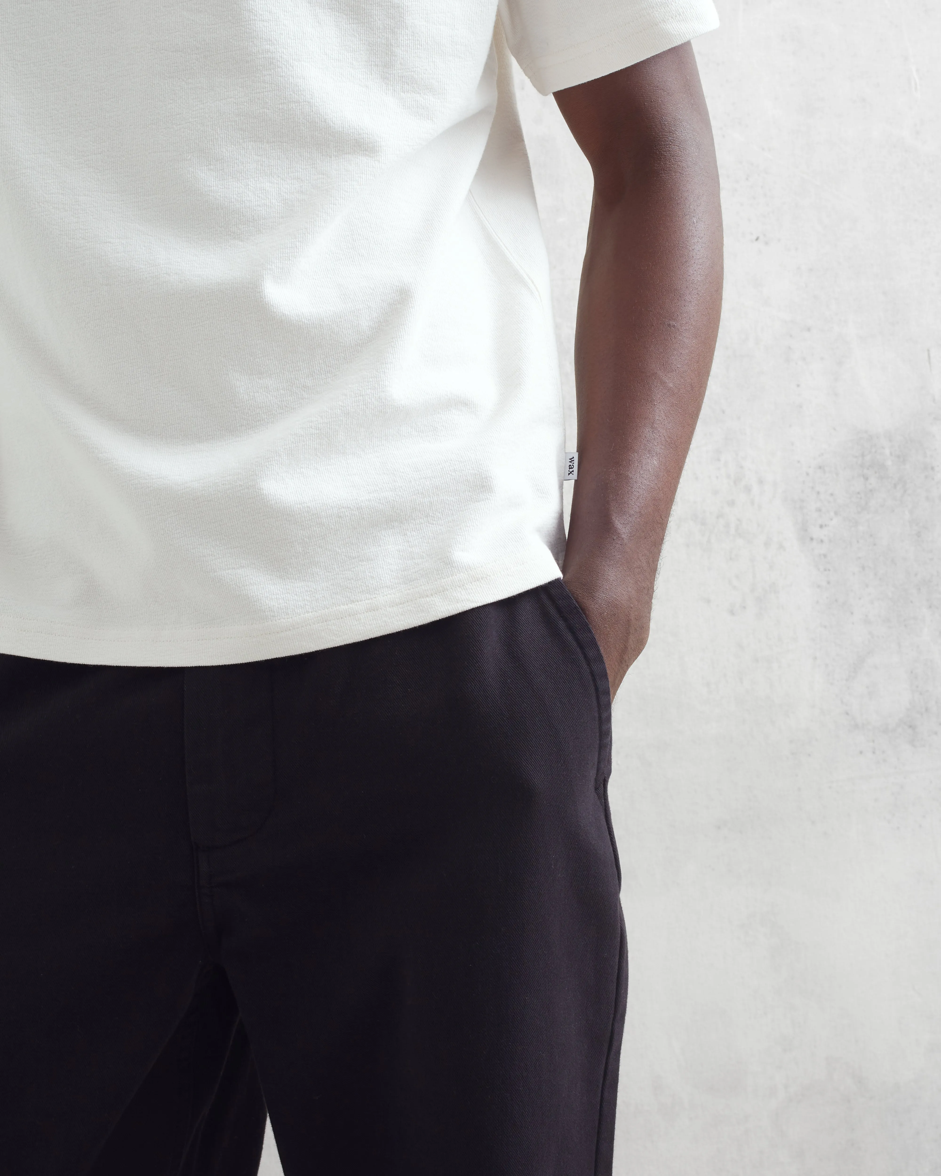 Dean - Ecru Textured Organic Cotton T-Shirt sold by Wax London product image thumbnail 3