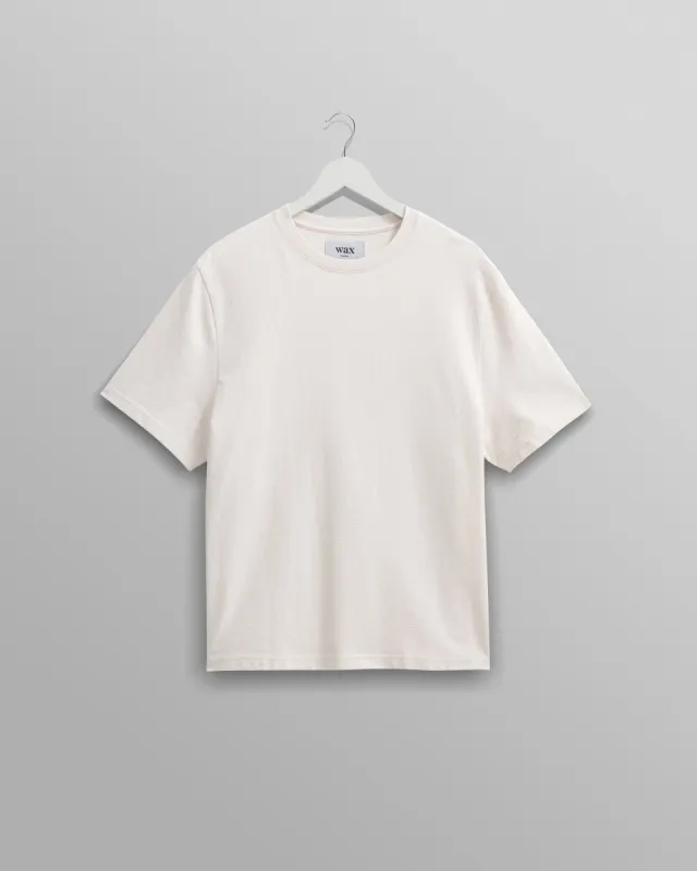Dean - Ecru Textured Organic Cotton T-Shirt sold by Wax London