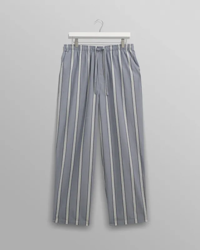 Hutton - Blue And Ecru Oxford Stripe Lounge Trouser sold by Wax London