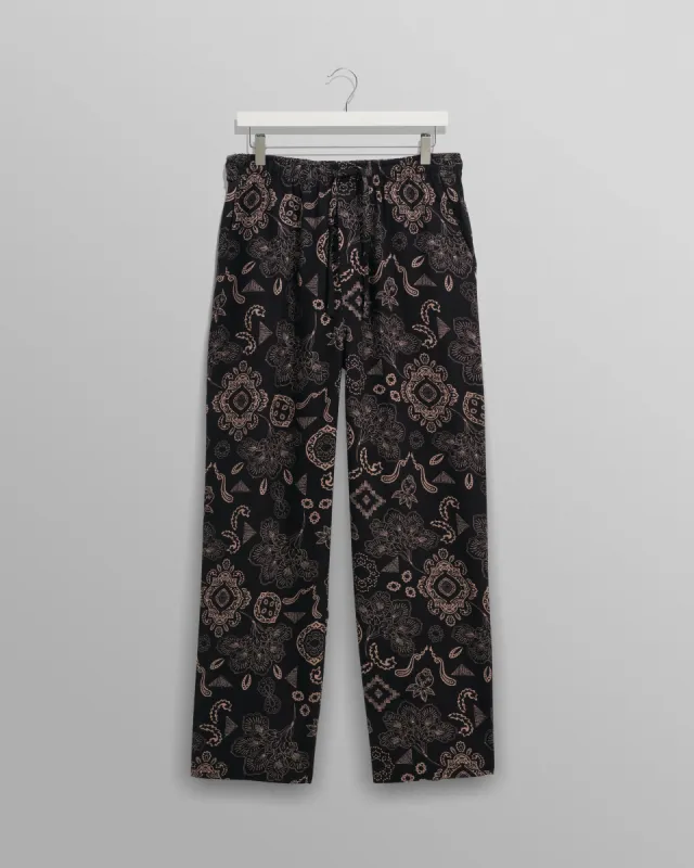 Hutton - Black And Beige Paisley Floral Lounge Trouser made by Wax London