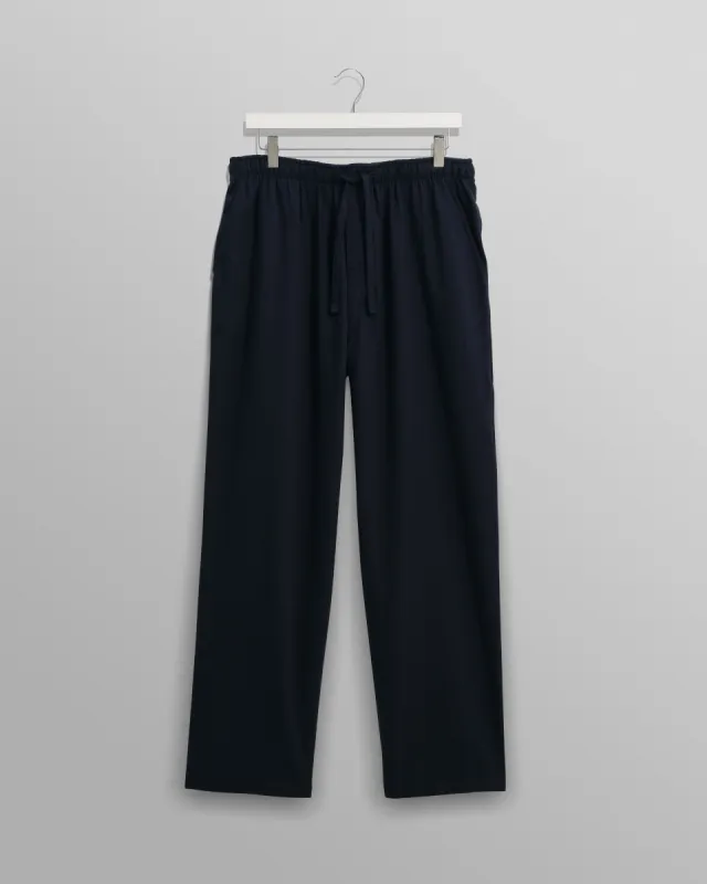 Hutton - Navy Brushed Herringbone Lounge Trouser sold by Wax London