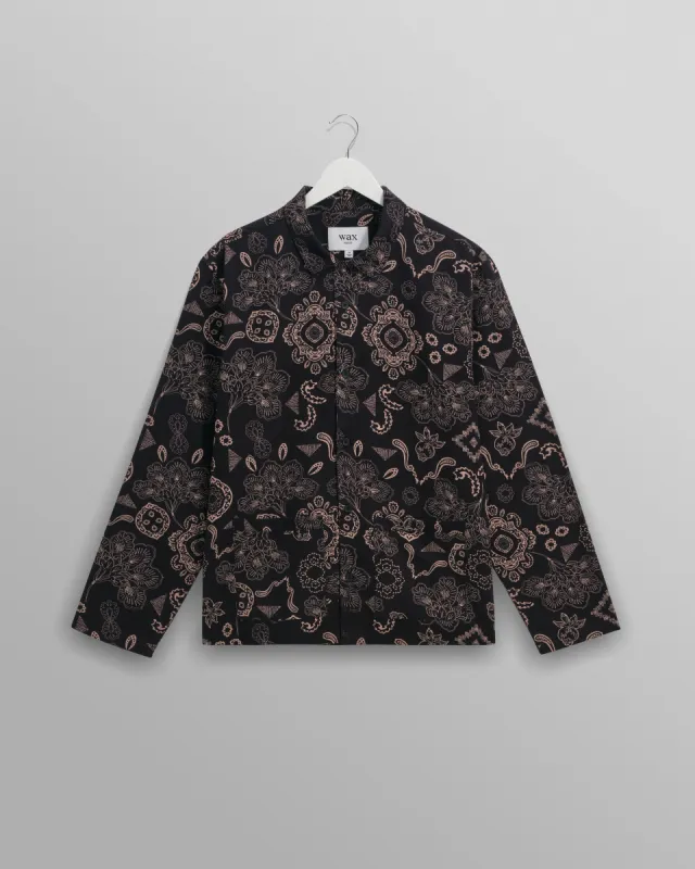 Ripley - Black And Beige Paisley Floral Lounge Shirt made by Wax London