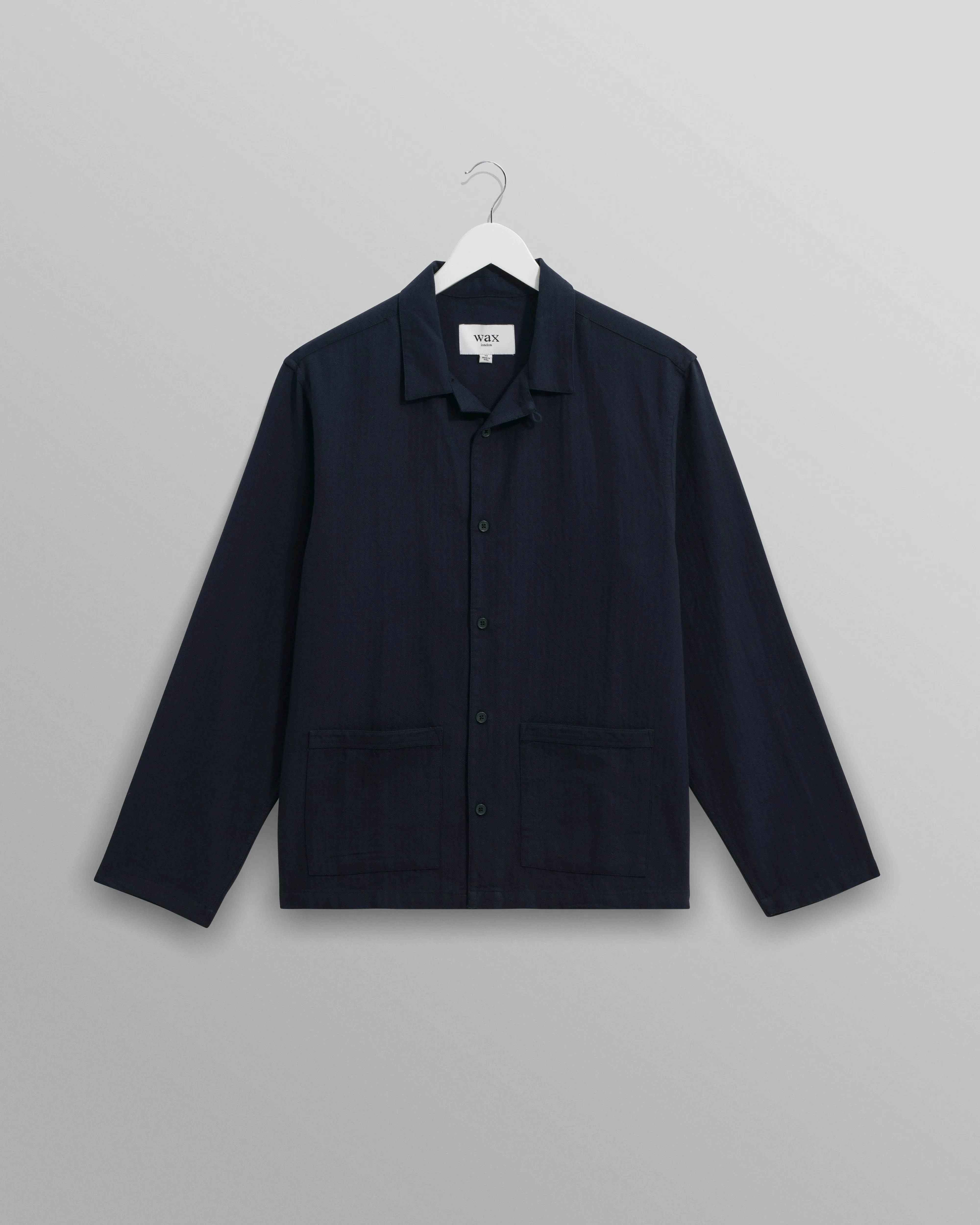 Ripley - Navy Brushed Herringbone Lounge Shirt sold by Wax London