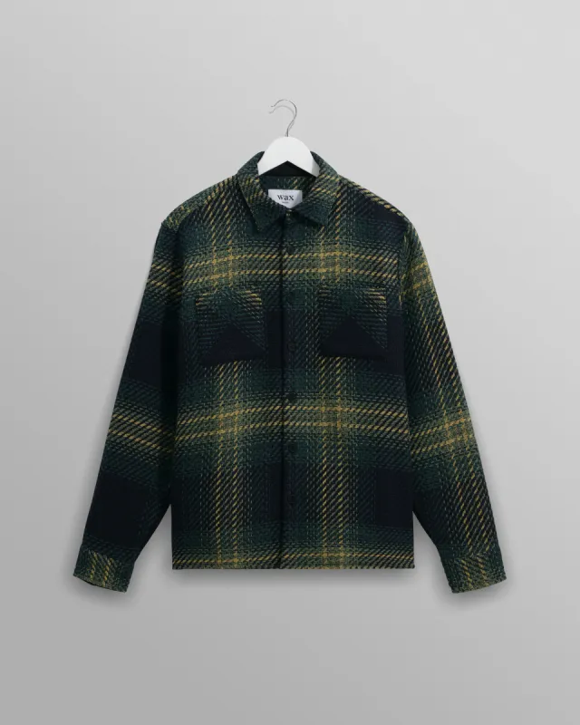 Whiting - Navy And Green Ombre Check Overshirt sold by Wax London