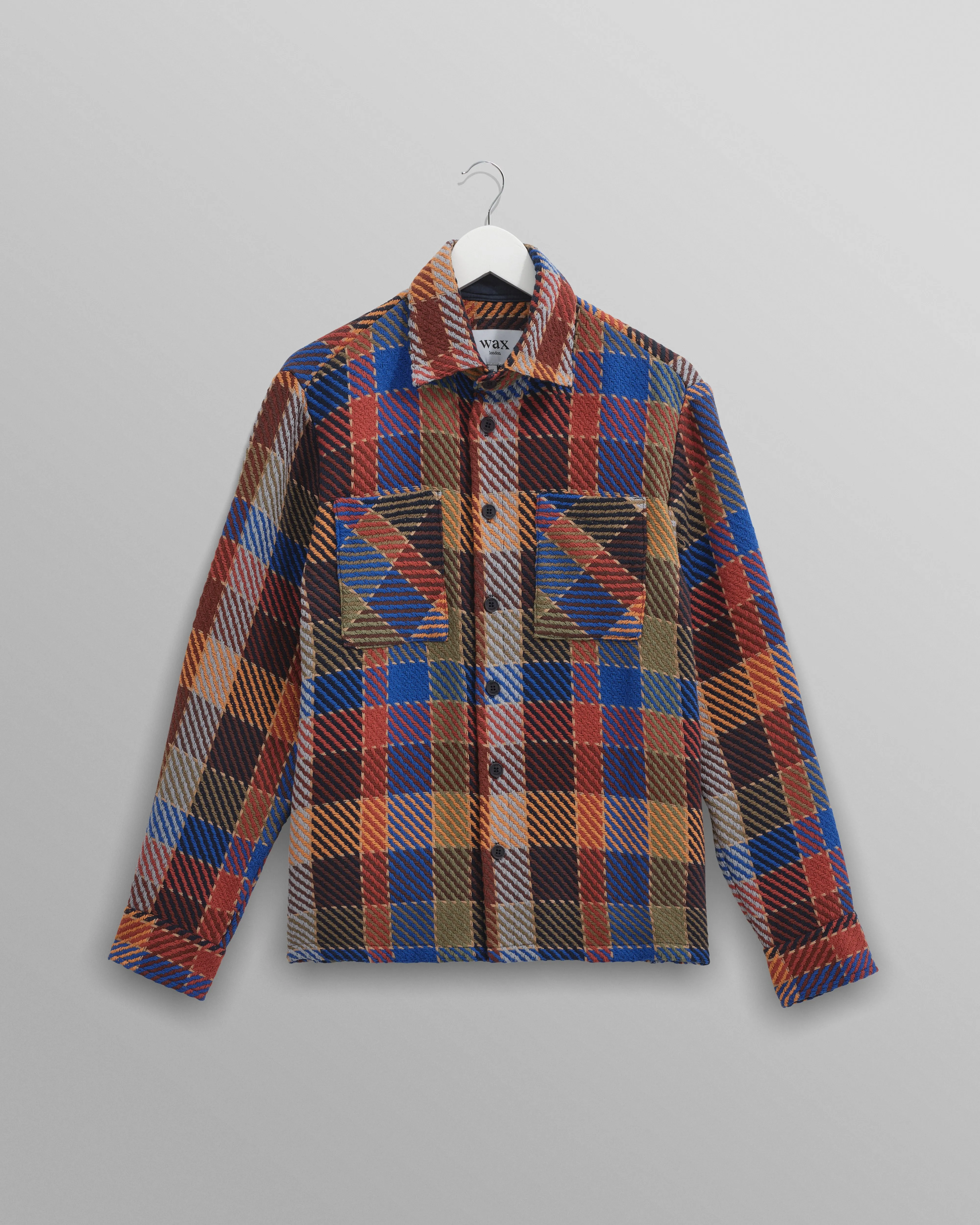 Whiting - Burgundy And Blue Pike Check Overshirt sold by Wax London