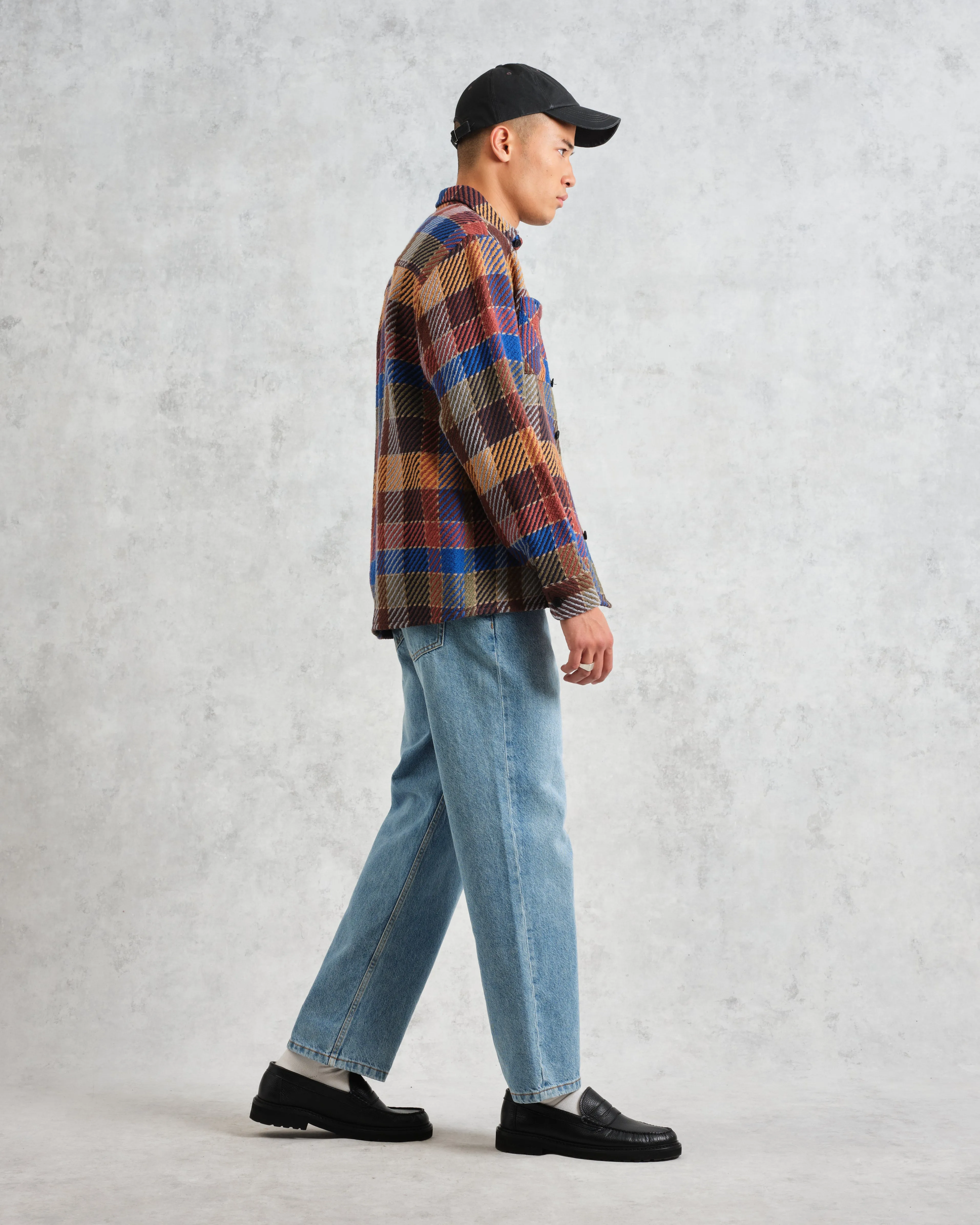 Whiting - Burgundy And Blue Pike Check Overshirt sold by Wax London product image thumbnail 5