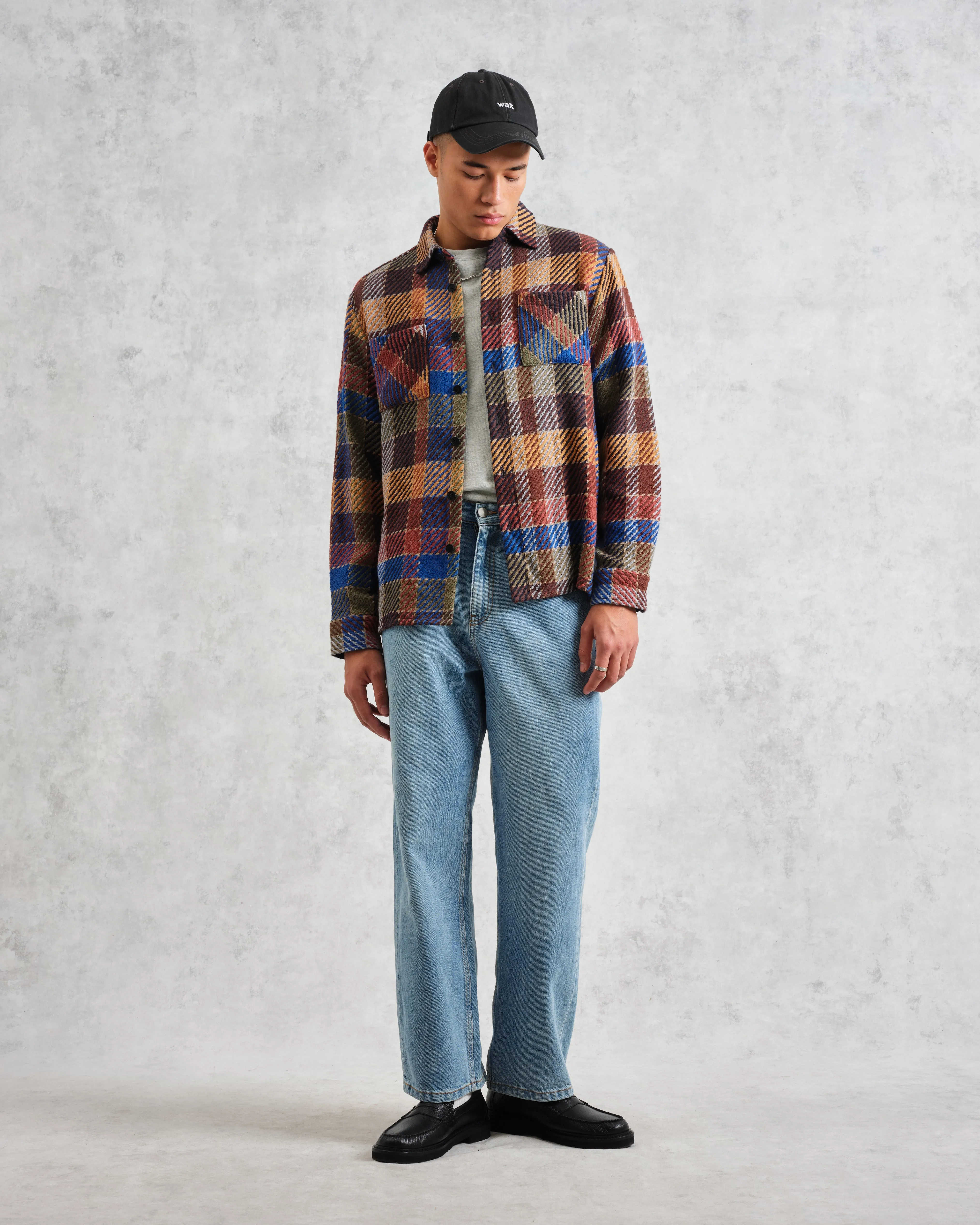 Whiting - Burgundy And Blue Pike Check Overshirt sold by Wax London product image thumbnail 4