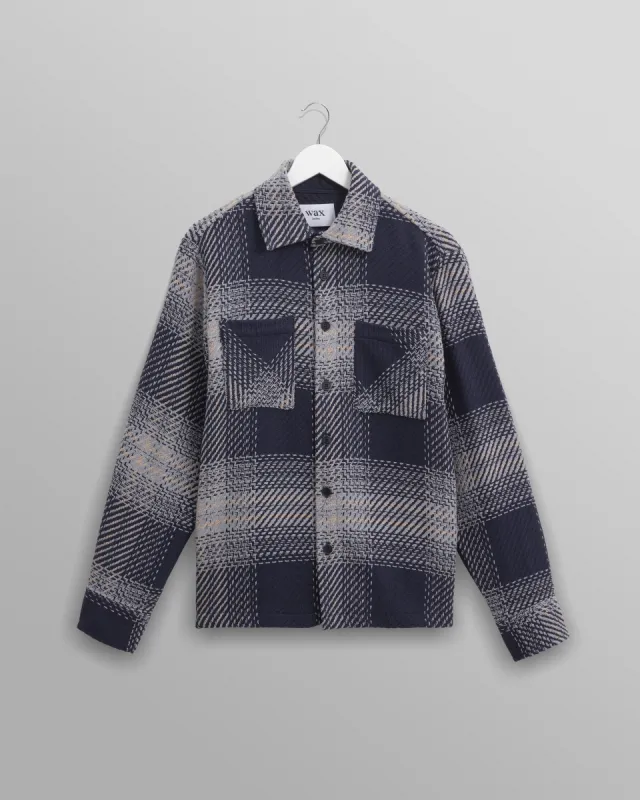 Whiting - Navy And Blue Ombre Check Overshirt sold by Wax London