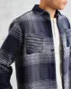 Whiting - Navy And Blue Ombre Check Overshirt sold by Wax London
