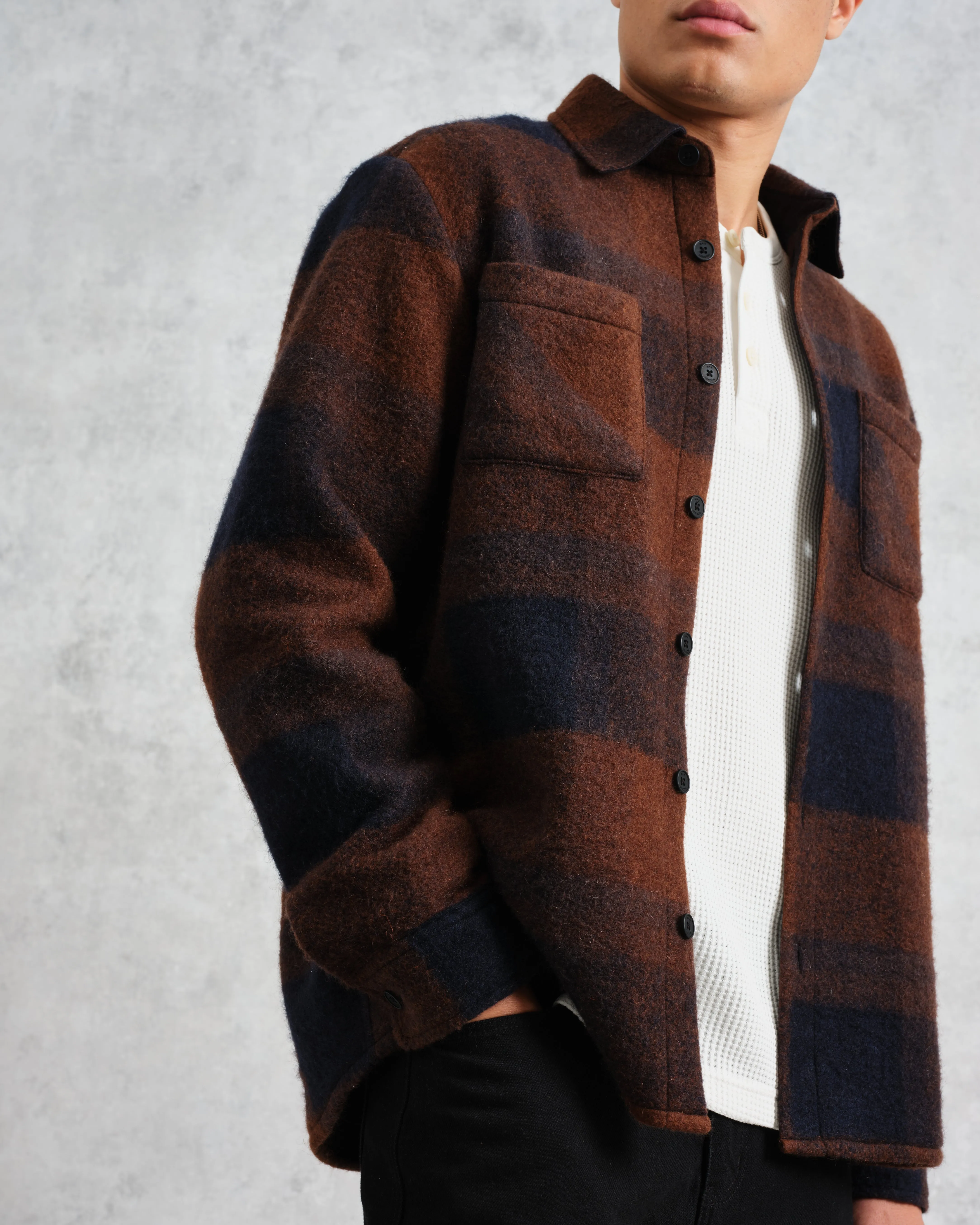 Whiting - Multicolour Check Mohair Overshirt sold by Wax London product image thumbnail 3