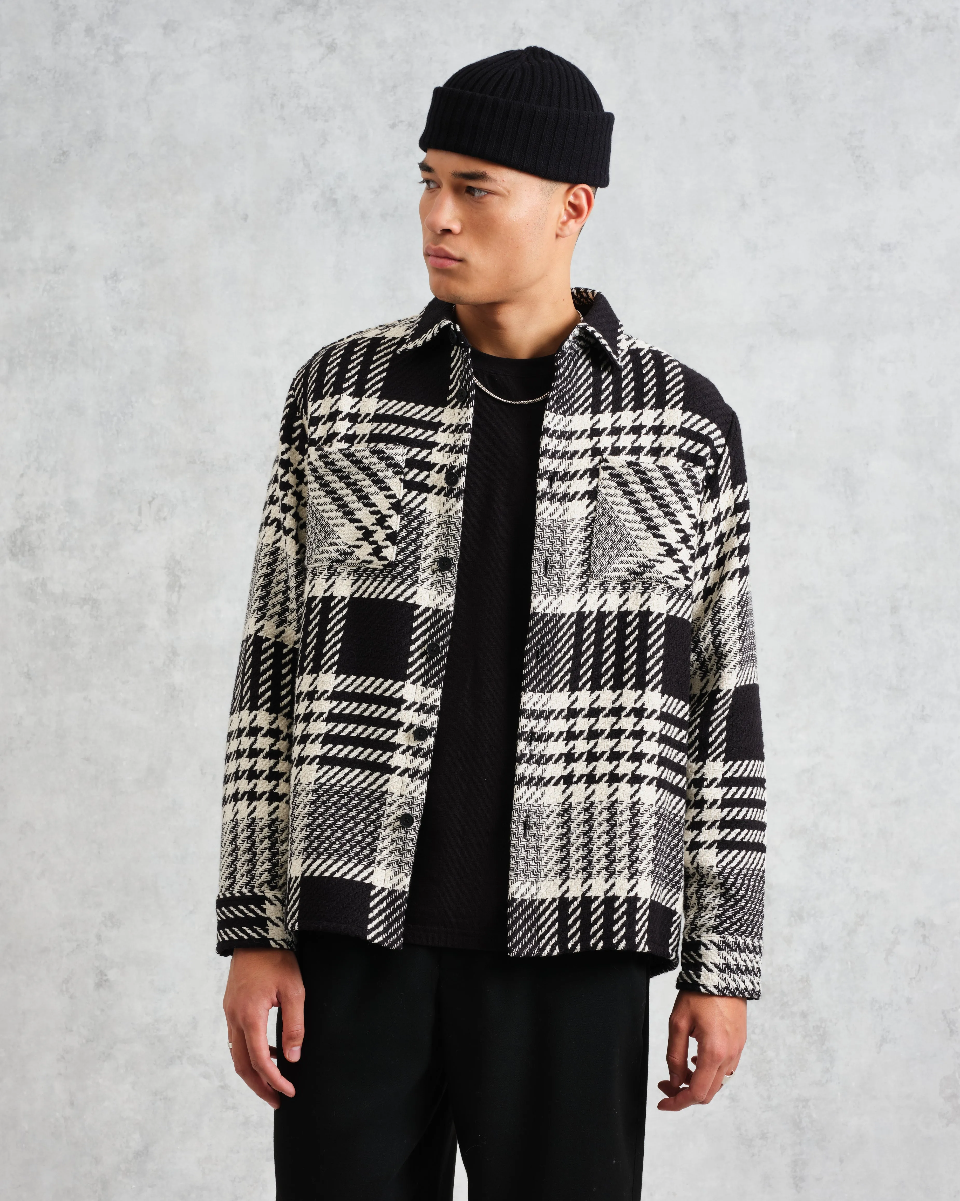 Whiting - Ecru And Black Lake Check Overshirt sold by Wax London product image thumbnail 2