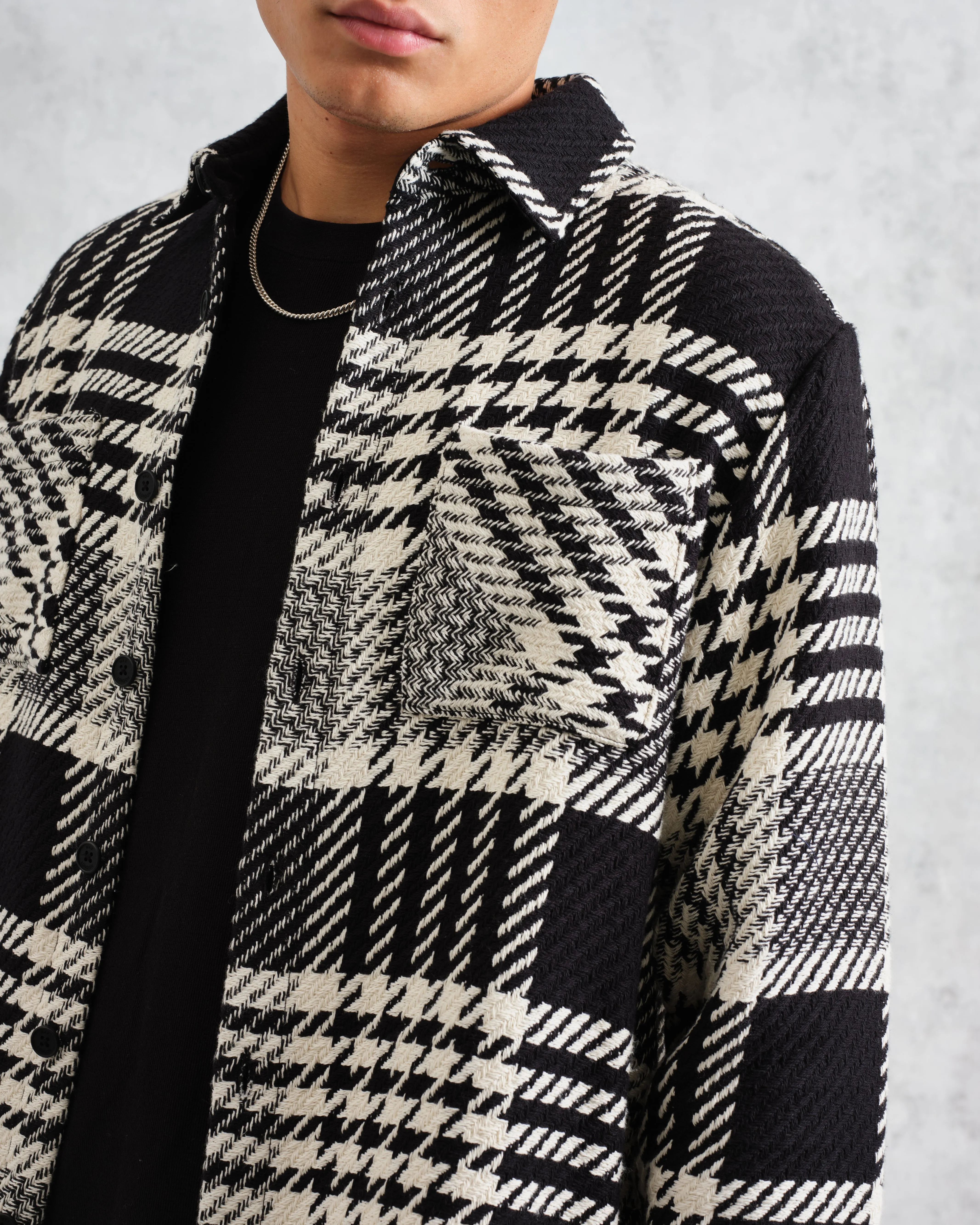 Whiting - Ecru And Black Lake Check Overshirt sold by Wax London product image thumbnail 3