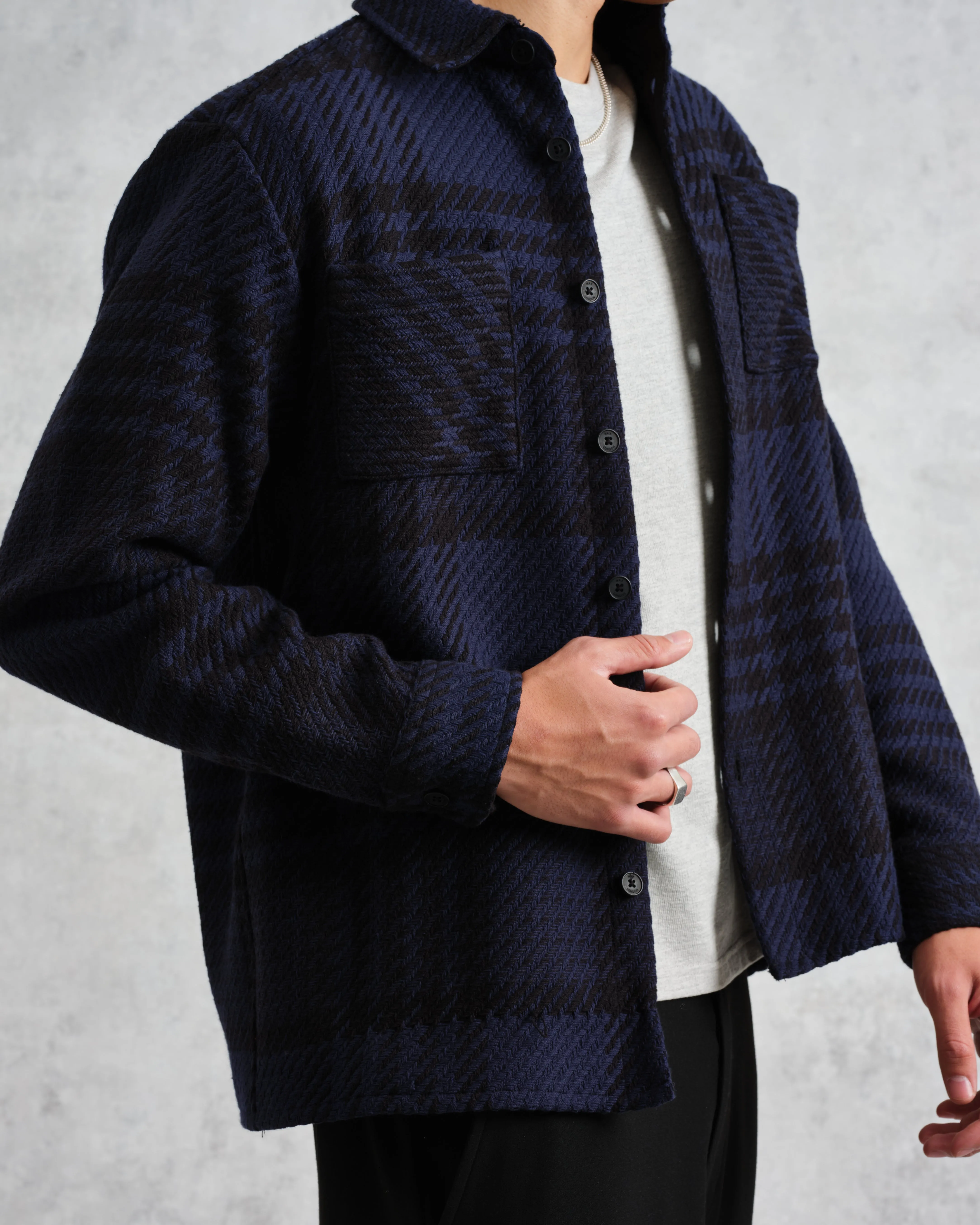 Whiting - Blue And Black Lake Check Overshirt sold by Wax London product image thumbnail 3
