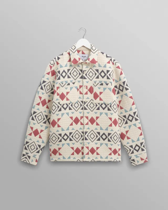 Otto - Ecru And Red Quilted Overshirt sold by Wax London