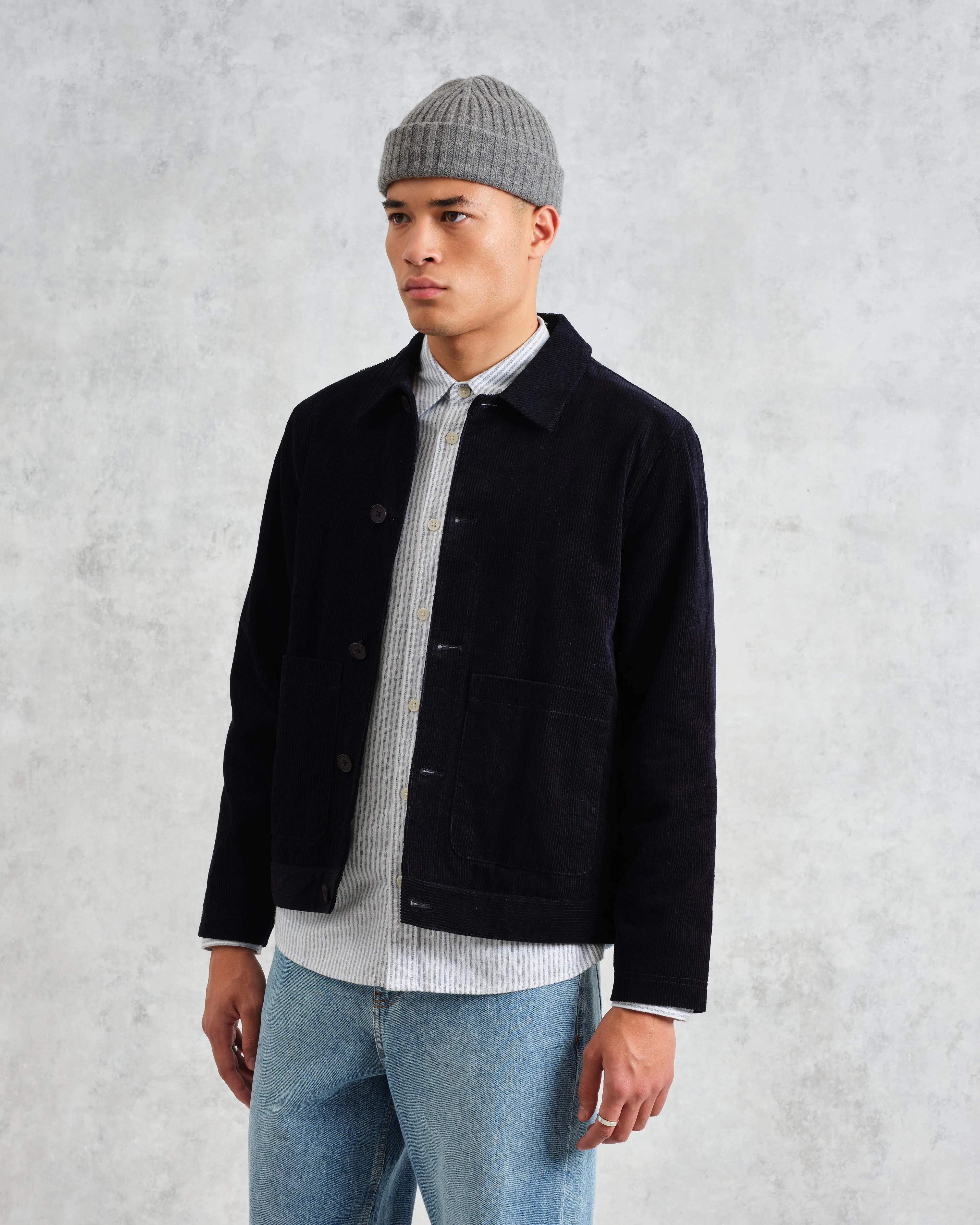 Landmark - Navy Corduroy Chore Jacket sold by Wax London product image thumbnail 2