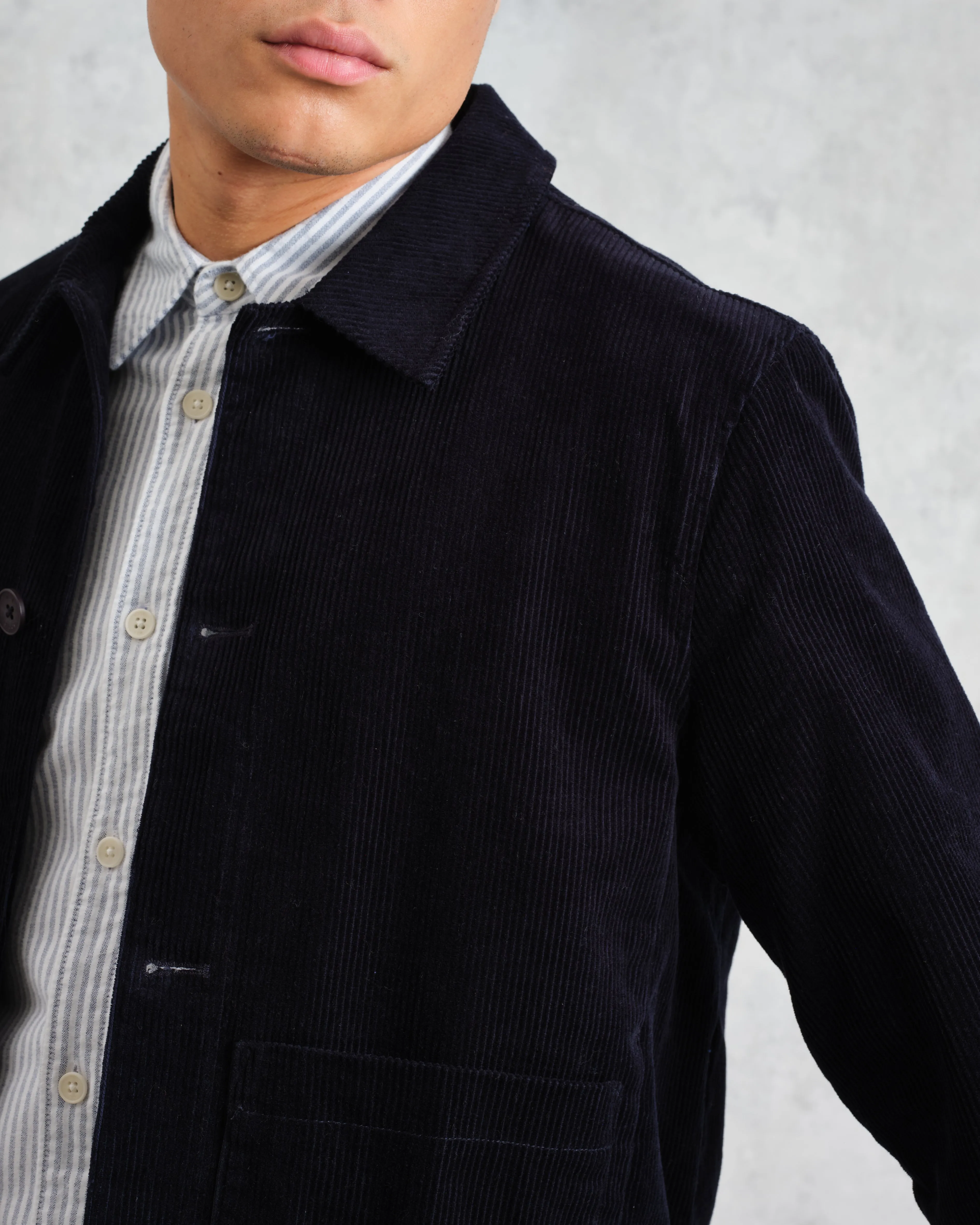 Landmark - Navy Corduroy Chore Jacket sold by Wax London product image thumbnail 3