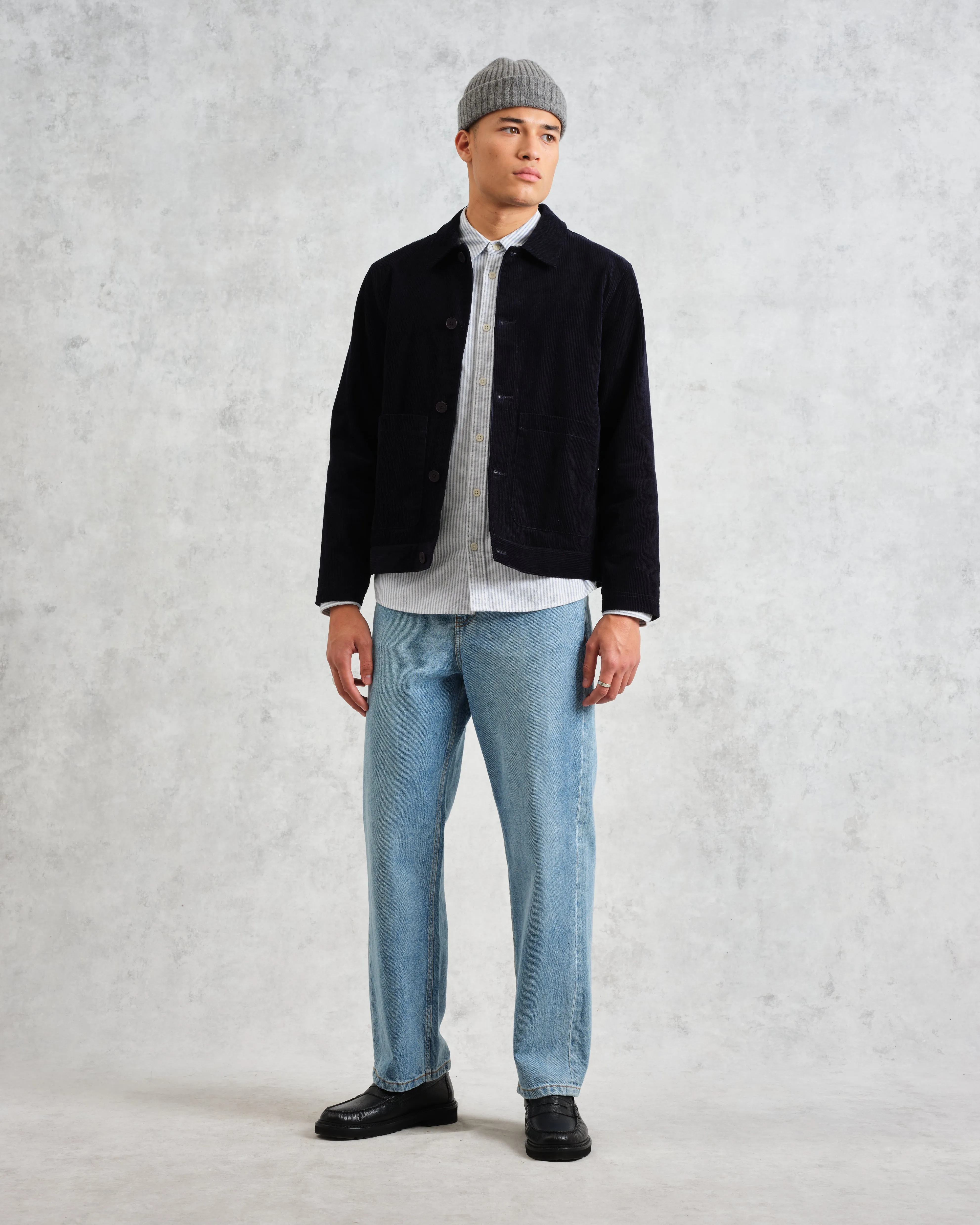 Landmark - Navy Corduroy Chore Jacket sold by Wax London product image thumbnail 5