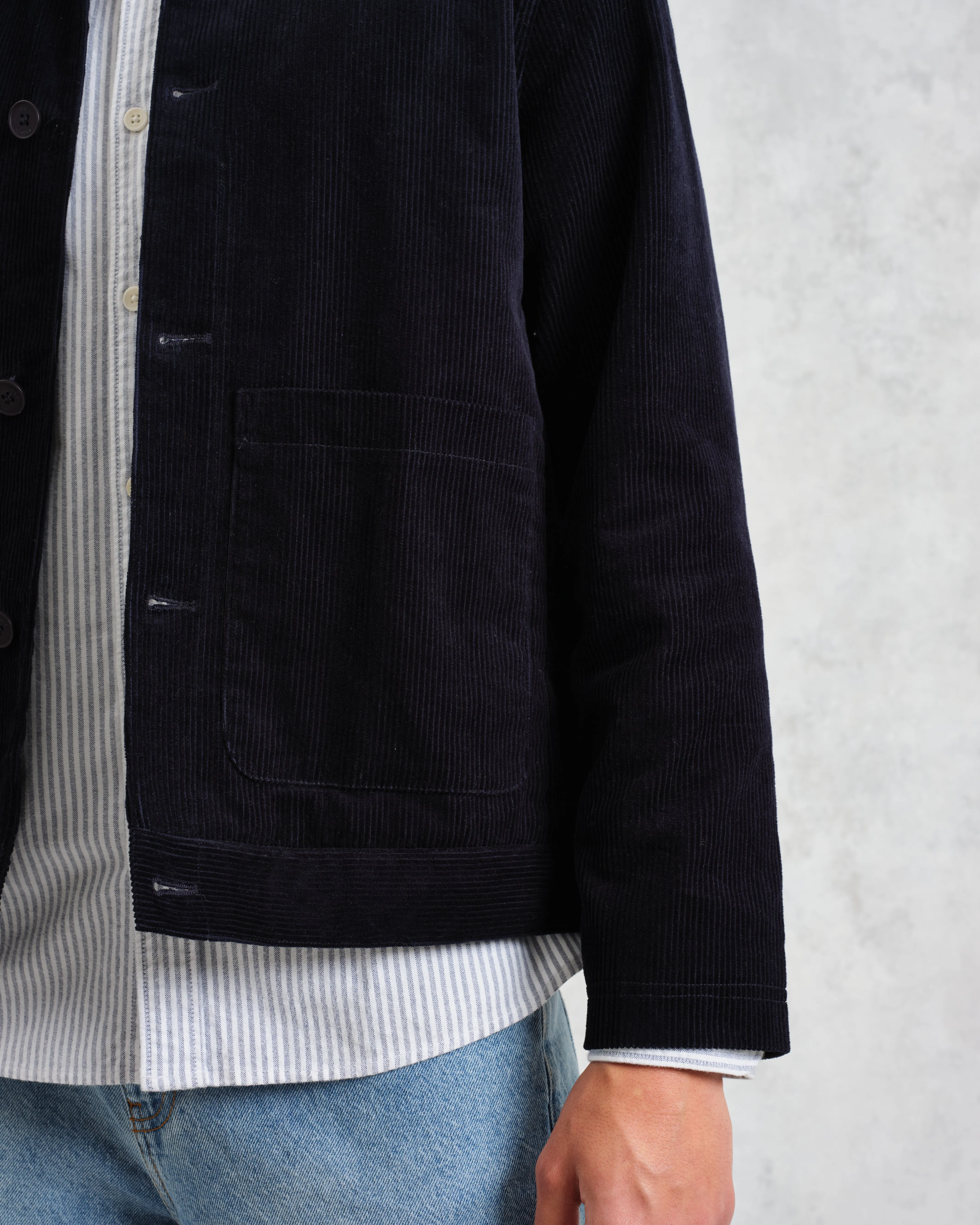 Landmark - Navy Corduroy Chore Jacket sold by Wax London product image thumbnail 4