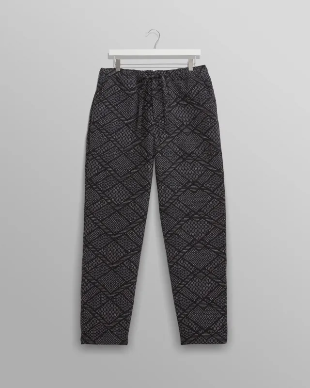 Kurt - Navy Diamond Stitch Jacquard Trousers made by Wax London