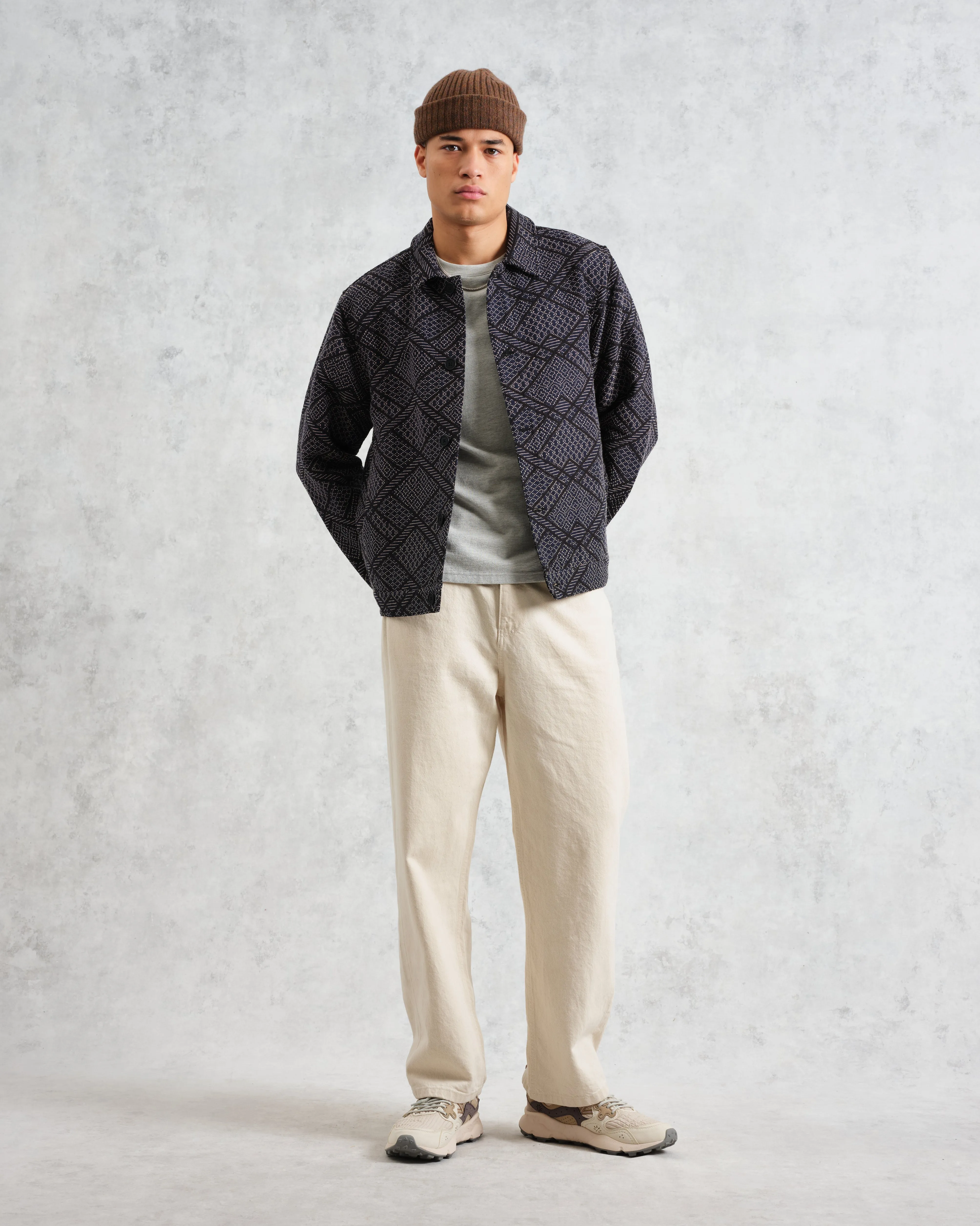 Iggy - Navy Diamond Stitch Jacquard Jacket sold by Wax London product image thumbnail 5