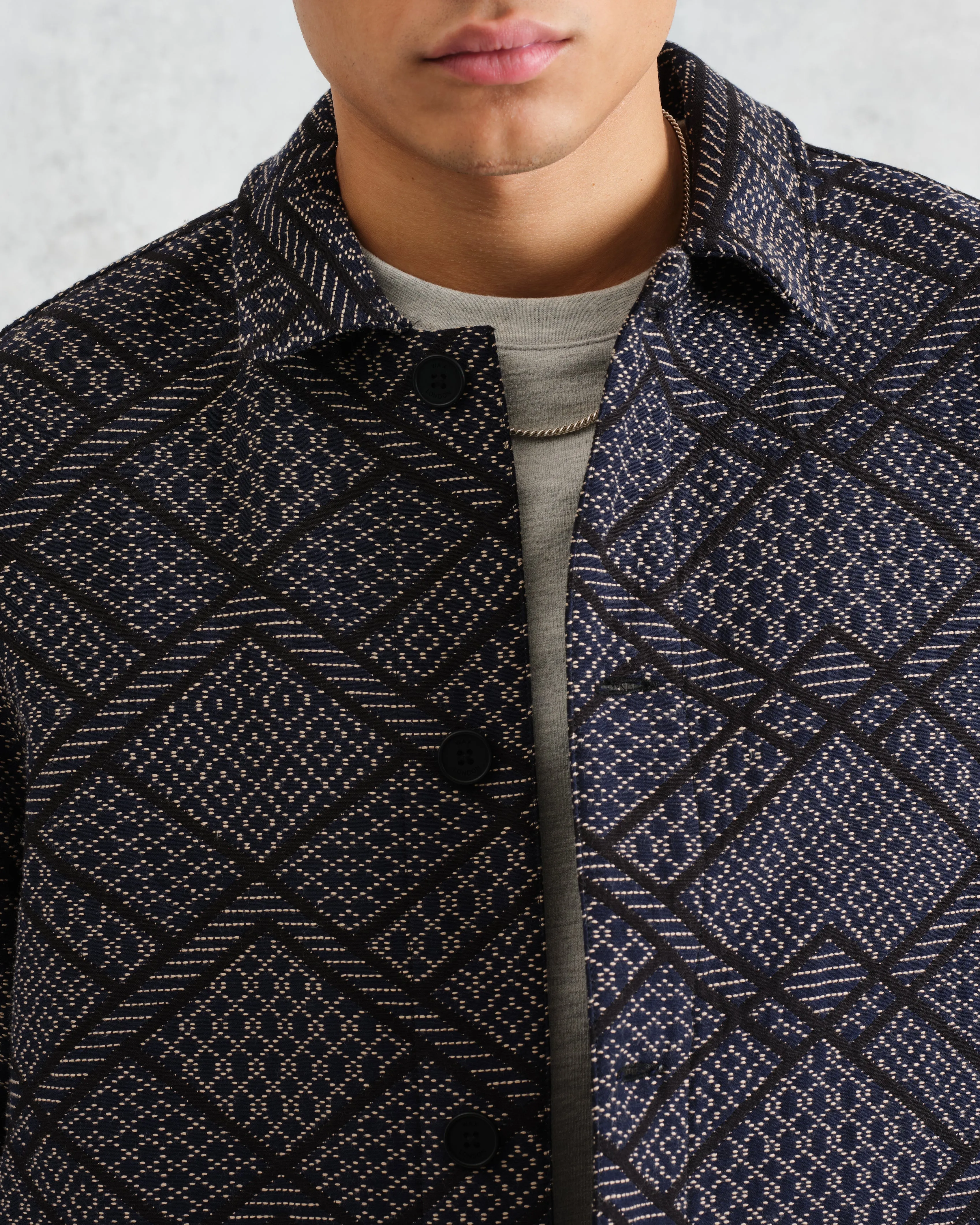 Iggy - Navy Diamond Stitch Jacquard Jacket sold by Wax London product image thumbnail 3